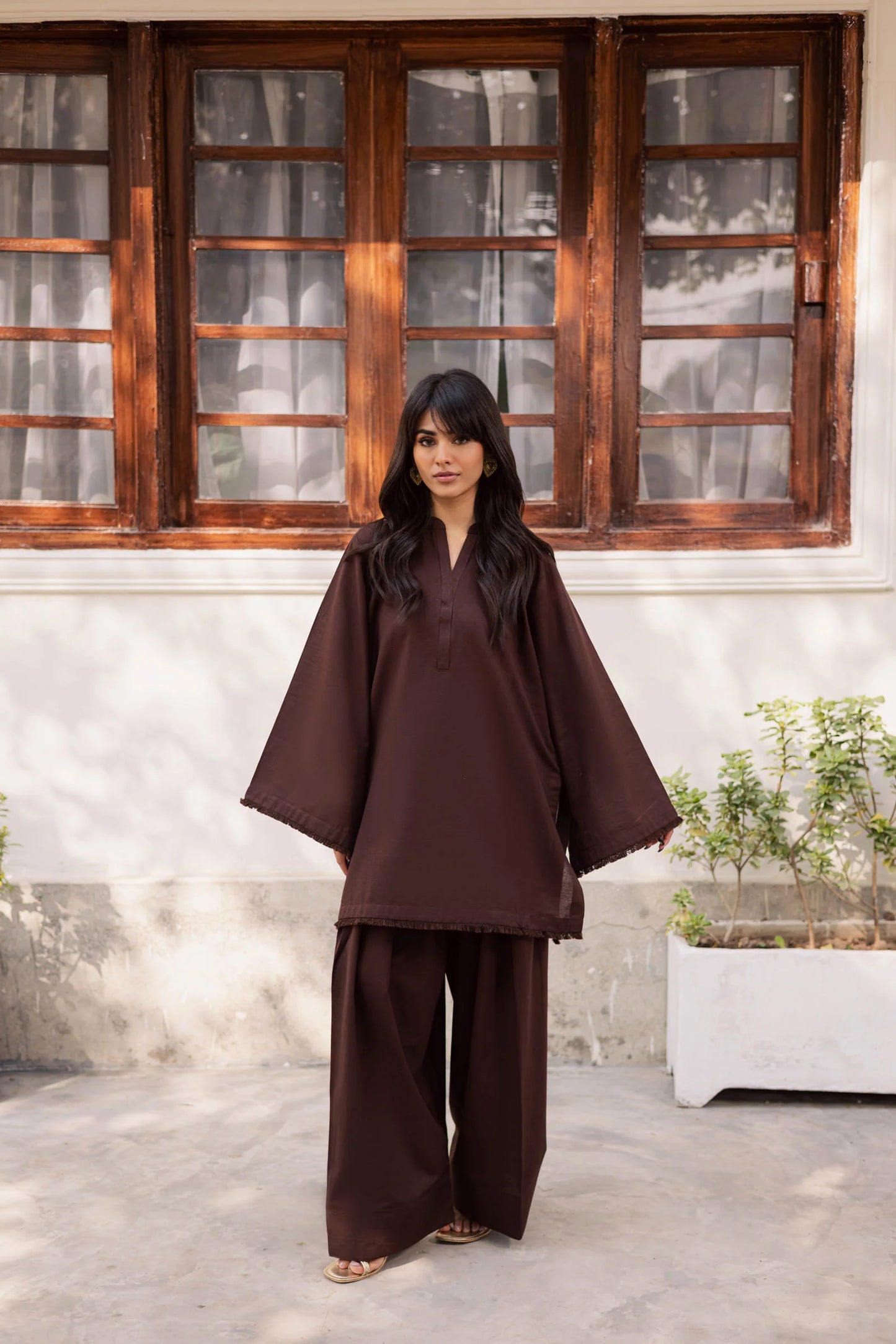 2 PC Khaddar Solid FSK 03 – Dark Brown | Winter Solids | Silayi Pret