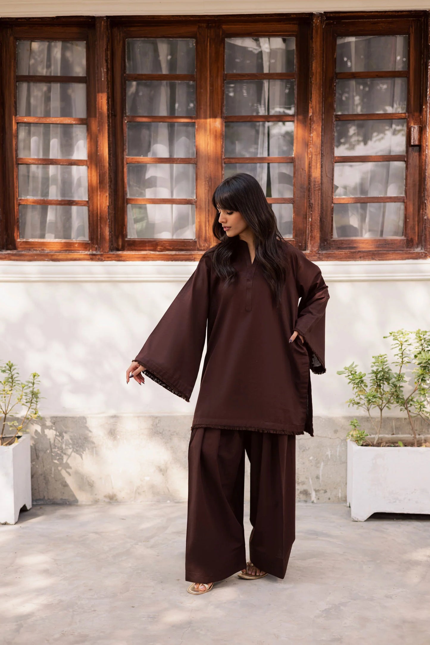 2 PC Khaddar Solid FSK 03 – Dark Brown | Winter Solids | Silayi Pret