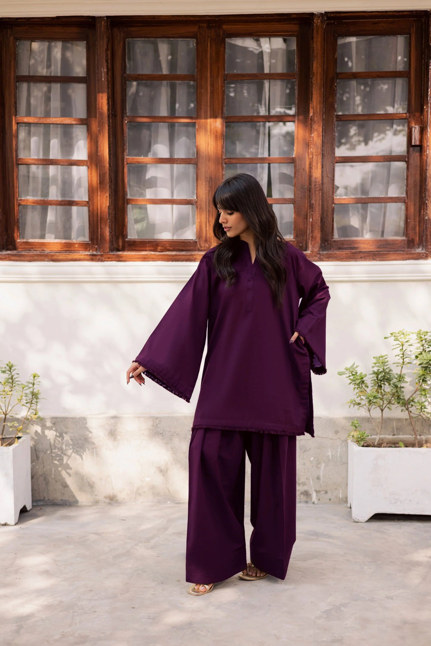 2 PC Khaddar Solid FSK 03 – Dark Plum | Winter Solids | Silayi Pret