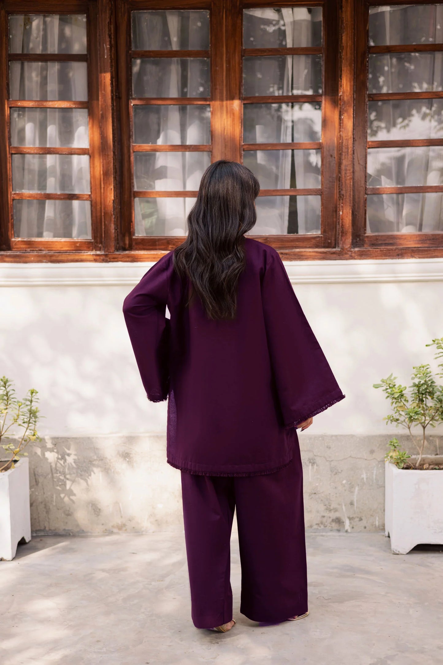 2 PC Khaddar Solid FSK 03 – Dark Plum | Winter Solids | Silayi Pret