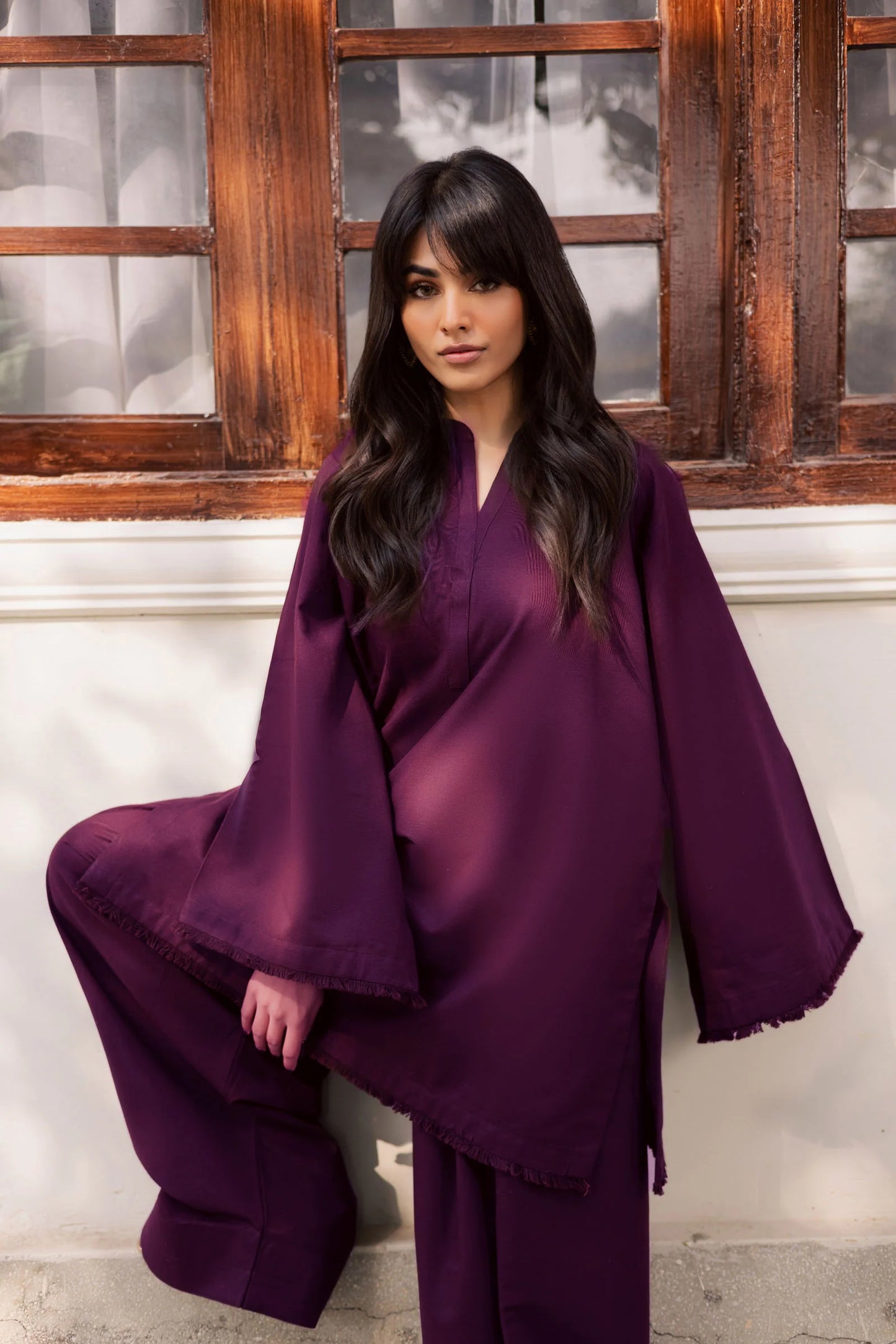 2 PC Khaddar Solid FSK 03 – Dark Plum | Winter Solids | Silayi Pret