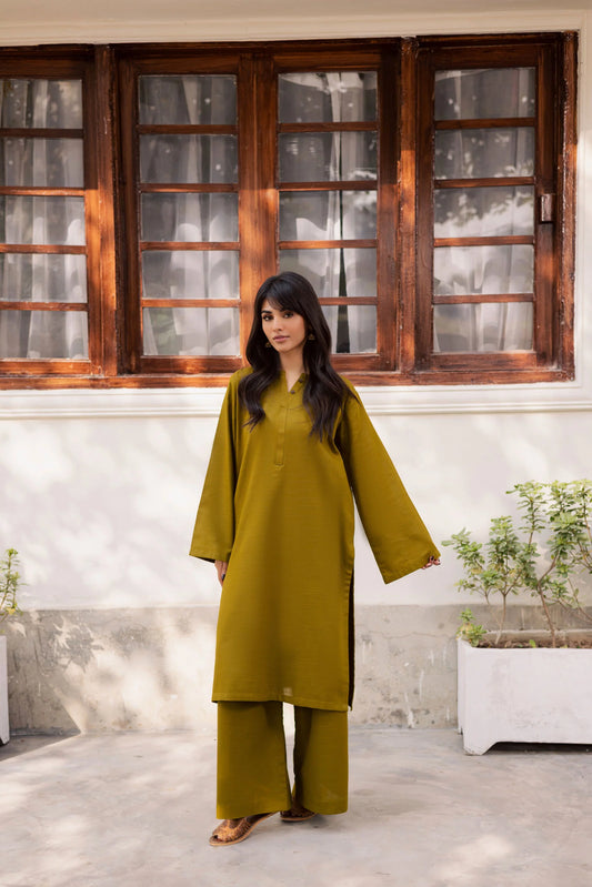 2 PC Khaddar Solid PSK 01 - Green | Winter Solids | Silayi Pret