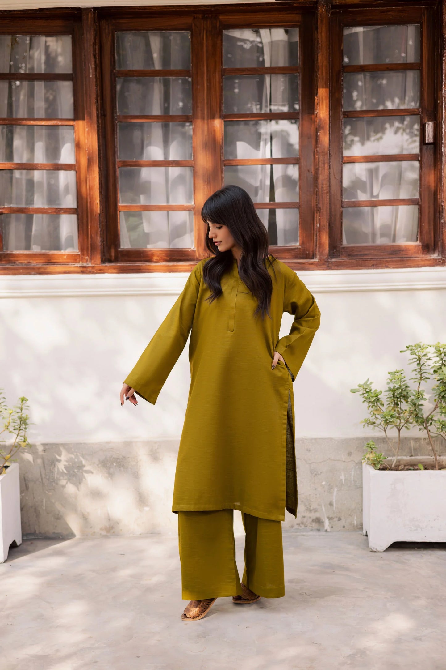 2 PC Khaddar Solid PSK 01 - Green | Winter Solids | Silayi Pret