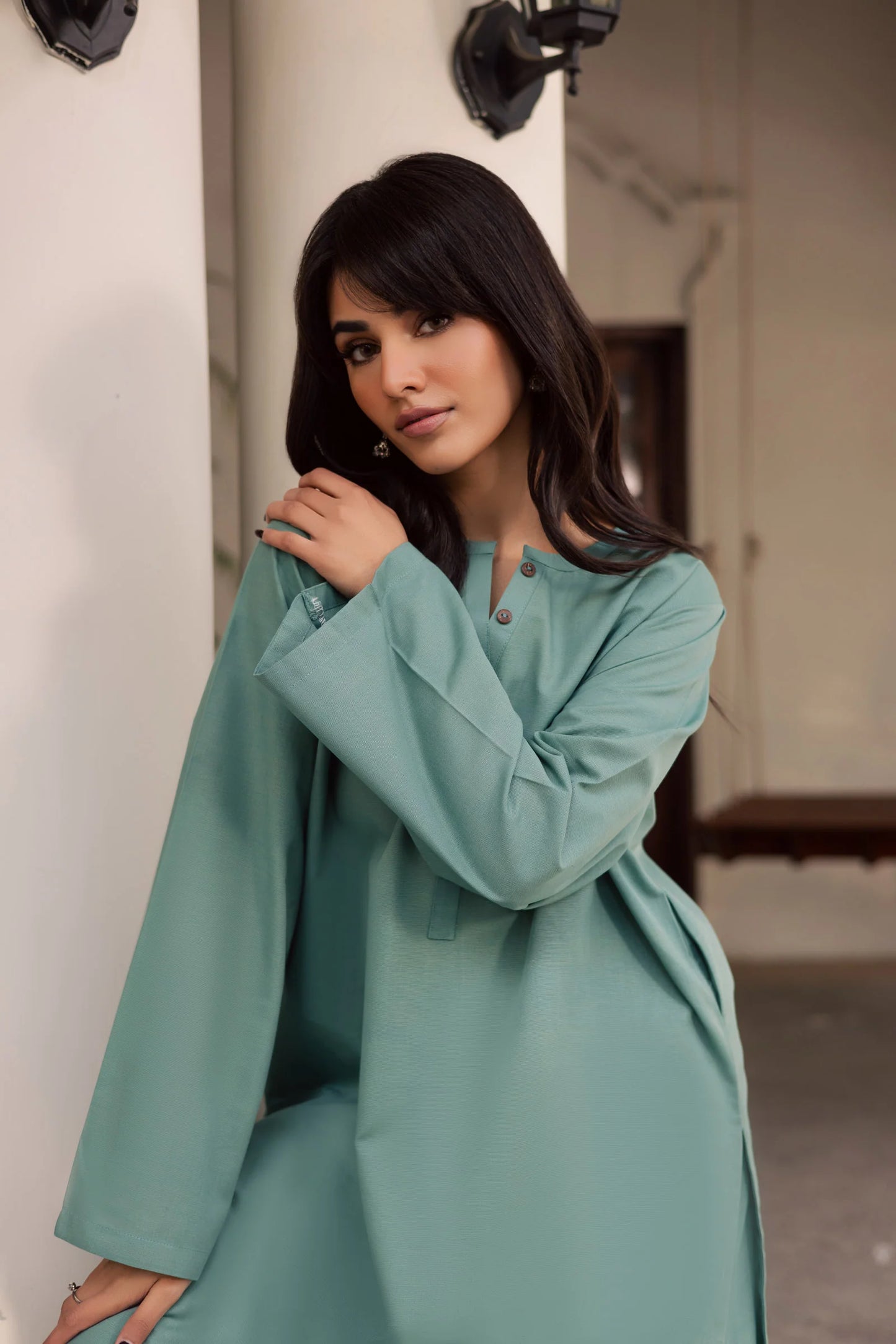 2 PC Khaddar Solid PSK 01 - Sea Green | Winter Solids | Silayi Pret