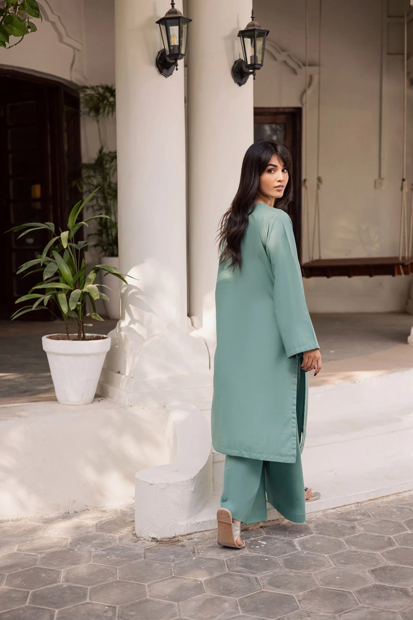 2 PC Khaddar Solid PSK 01 - Sea Green | Winter Solids | Silayi Pret
