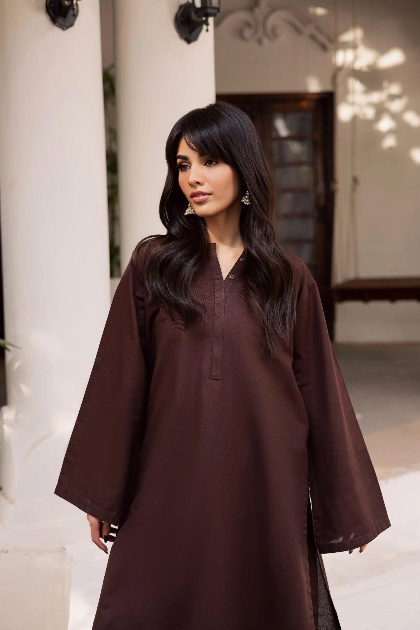 2 PC Khaddar Solid PSK 01 - Dark Brown | Winter Solids | Silayi Pret