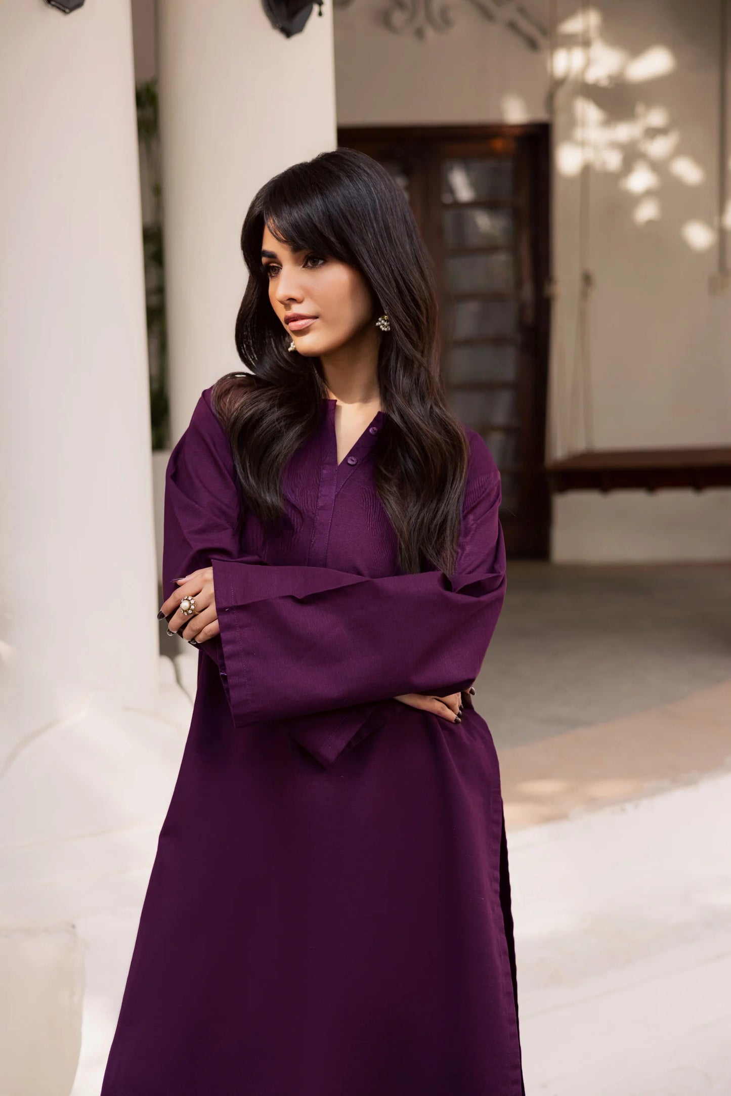 2 PC Khaddar Solid PSK 01 - Dark Plum | Winter Solids | Silayi Pret