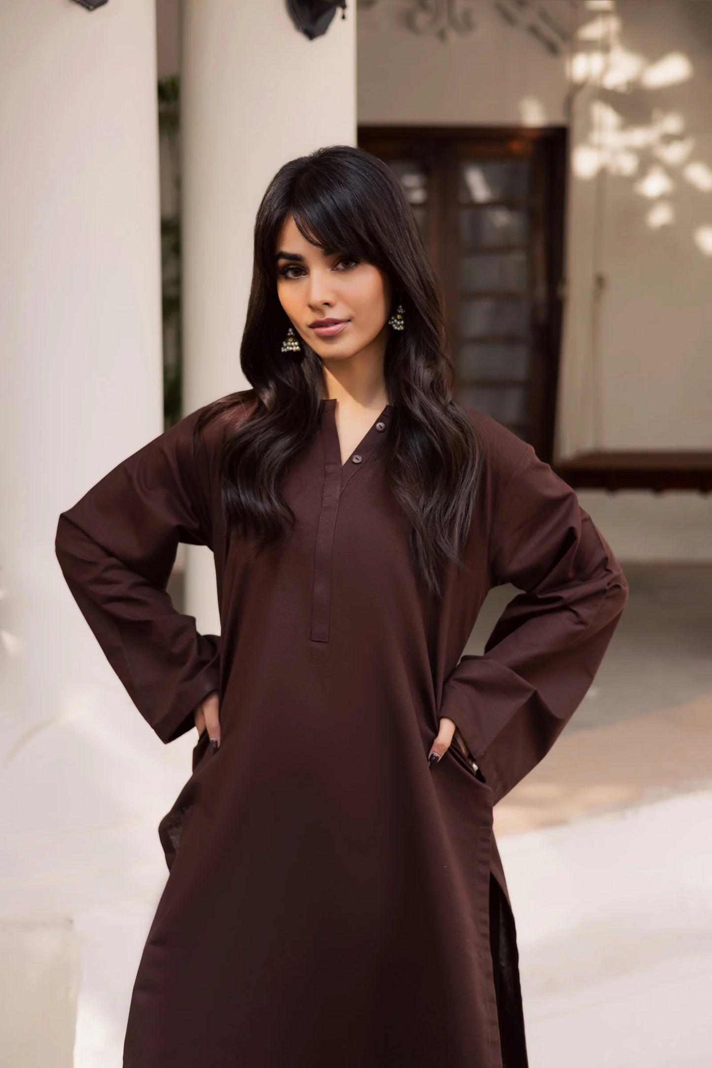 2 PC Khaddar Solid PSK 01 - Dark Brown | Winter Solids | Silayi Pret