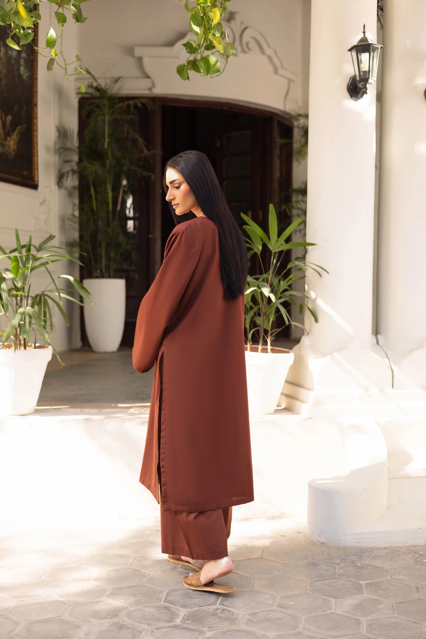 2 PC Khaddar Solid PSK 01 - Chocolate Brown | Winter Solids | Silayi Pret