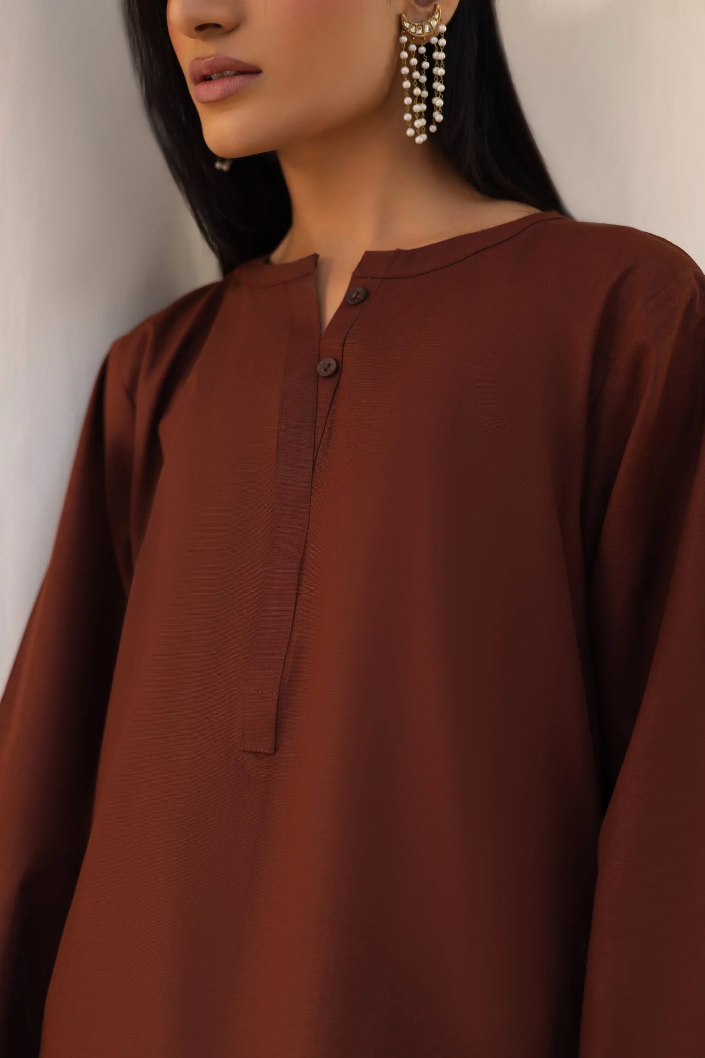 2 PC Khaddar Solid PSK 01 - Chocolate Brown | Winter Solids | Silayi Pret