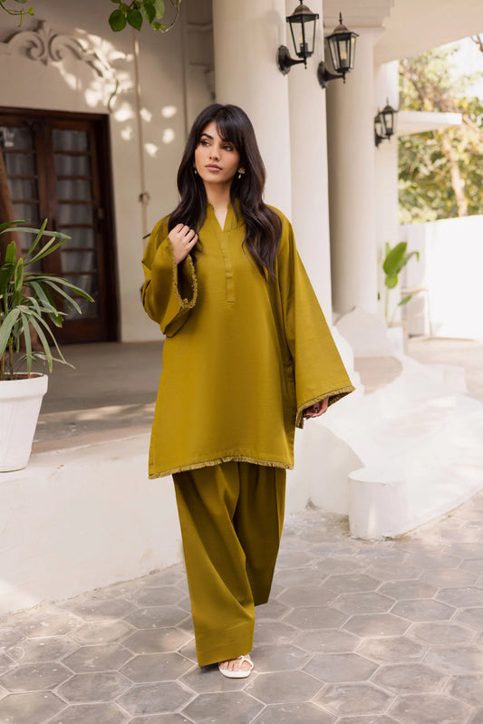 2 PC Khaddar Solid FSK 03 – Green | Winter Solids | Silayi Pret