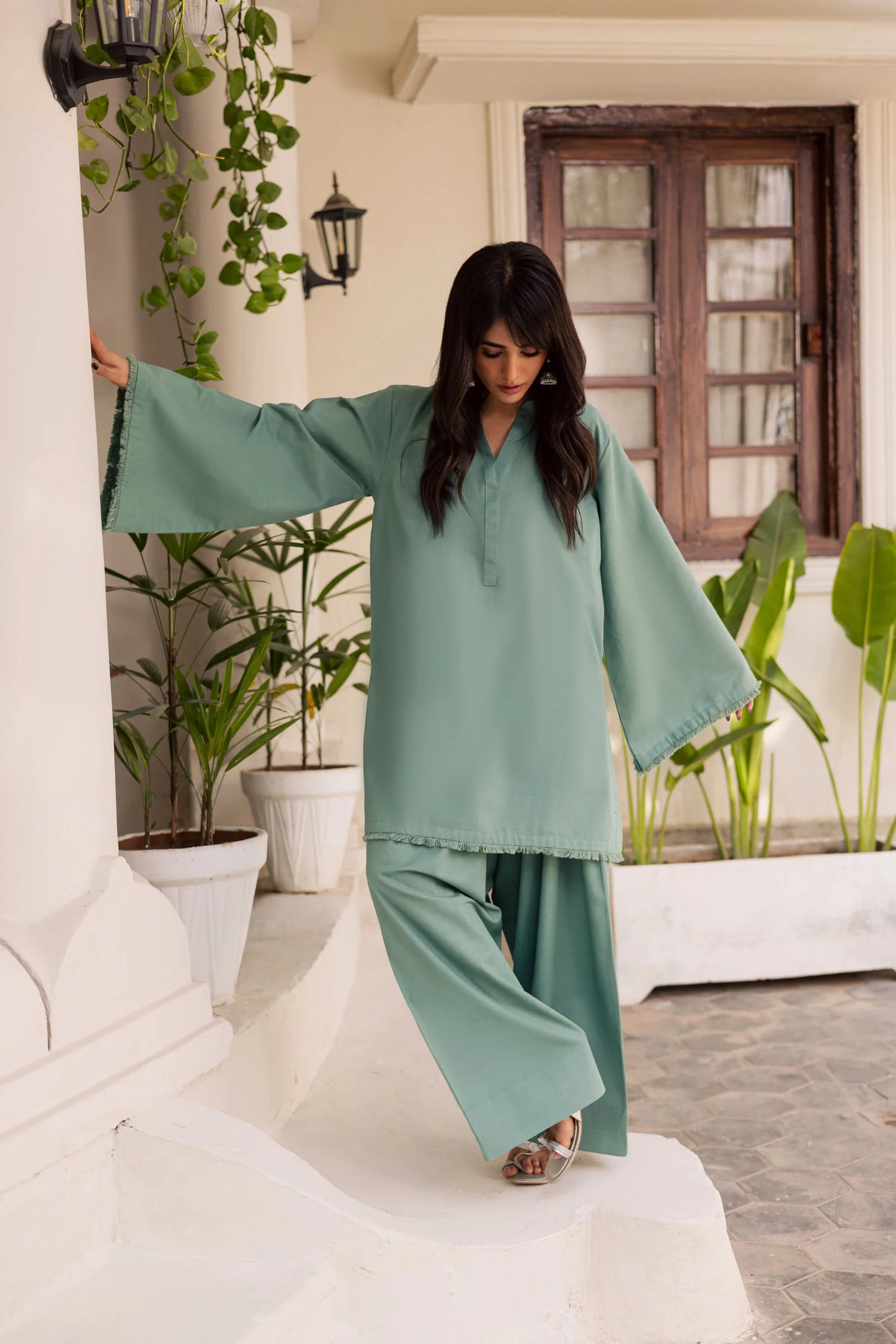 2 PC Khaddar Solid FSK 03 – Sea Green | Winter Solids | Silayi Pret