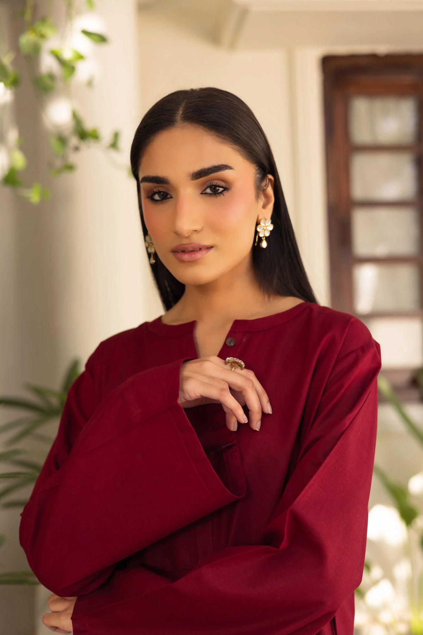 2 PC Khaddar Solid PSK 01 - Maroon | Winter Solids | Silayi Pret