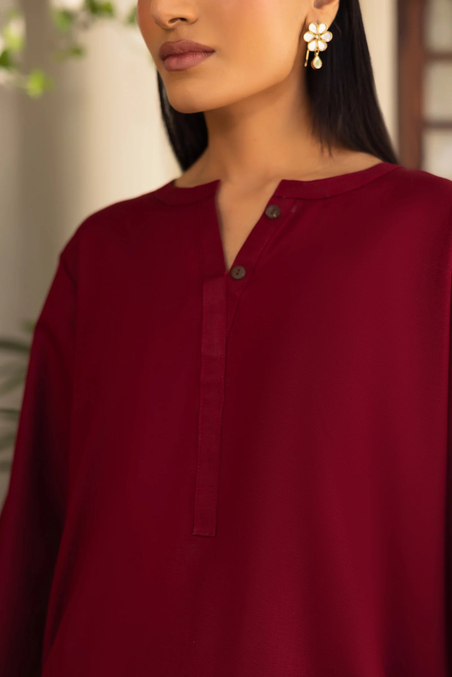 2 PC Khaddar Solid PSK 01 - Maroon | Winter Solids | Silayi Pret