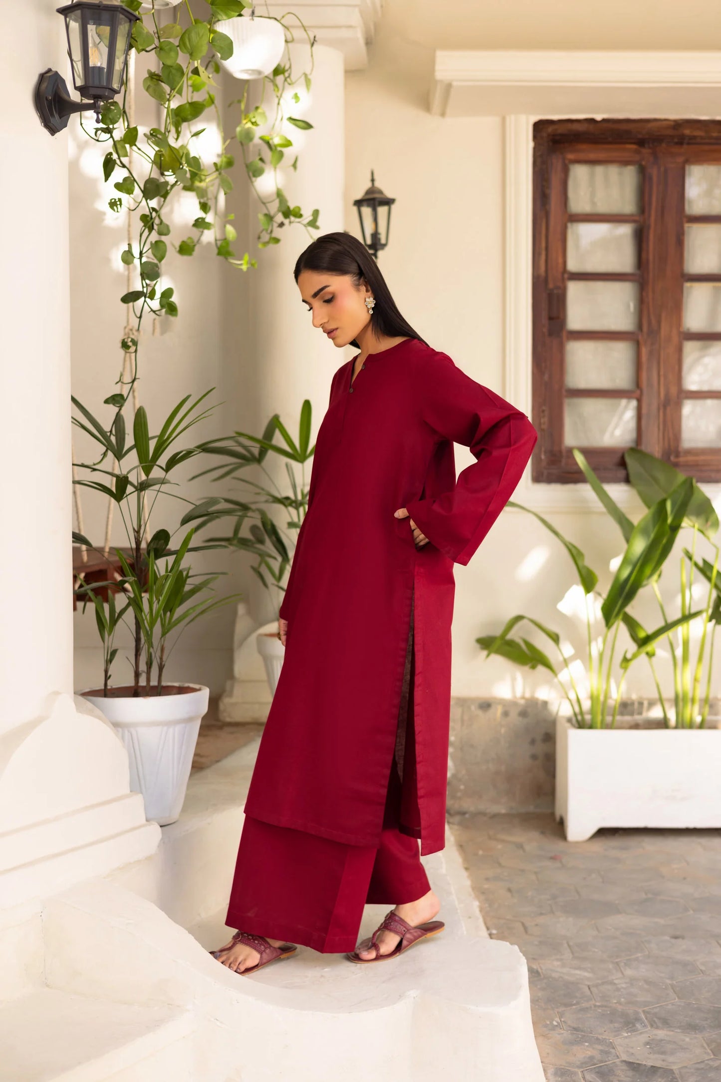 2 PC Khaddar Solid PSK 01 - Maroon | Winter Solids | Silayi Pret