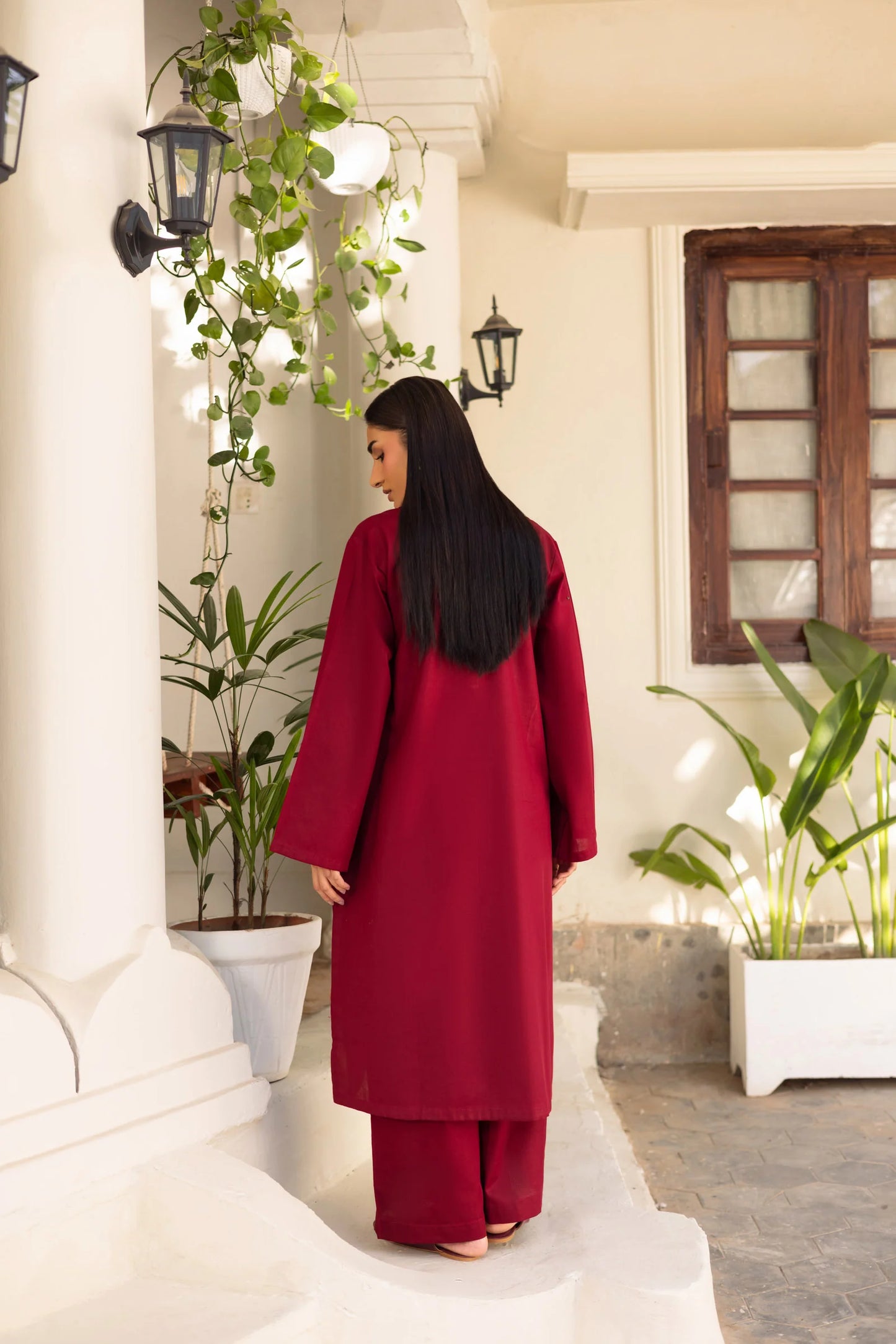 2 PC Khaddar Solid PSK 01 - Maroon | Winter Solids | Silayi Pret