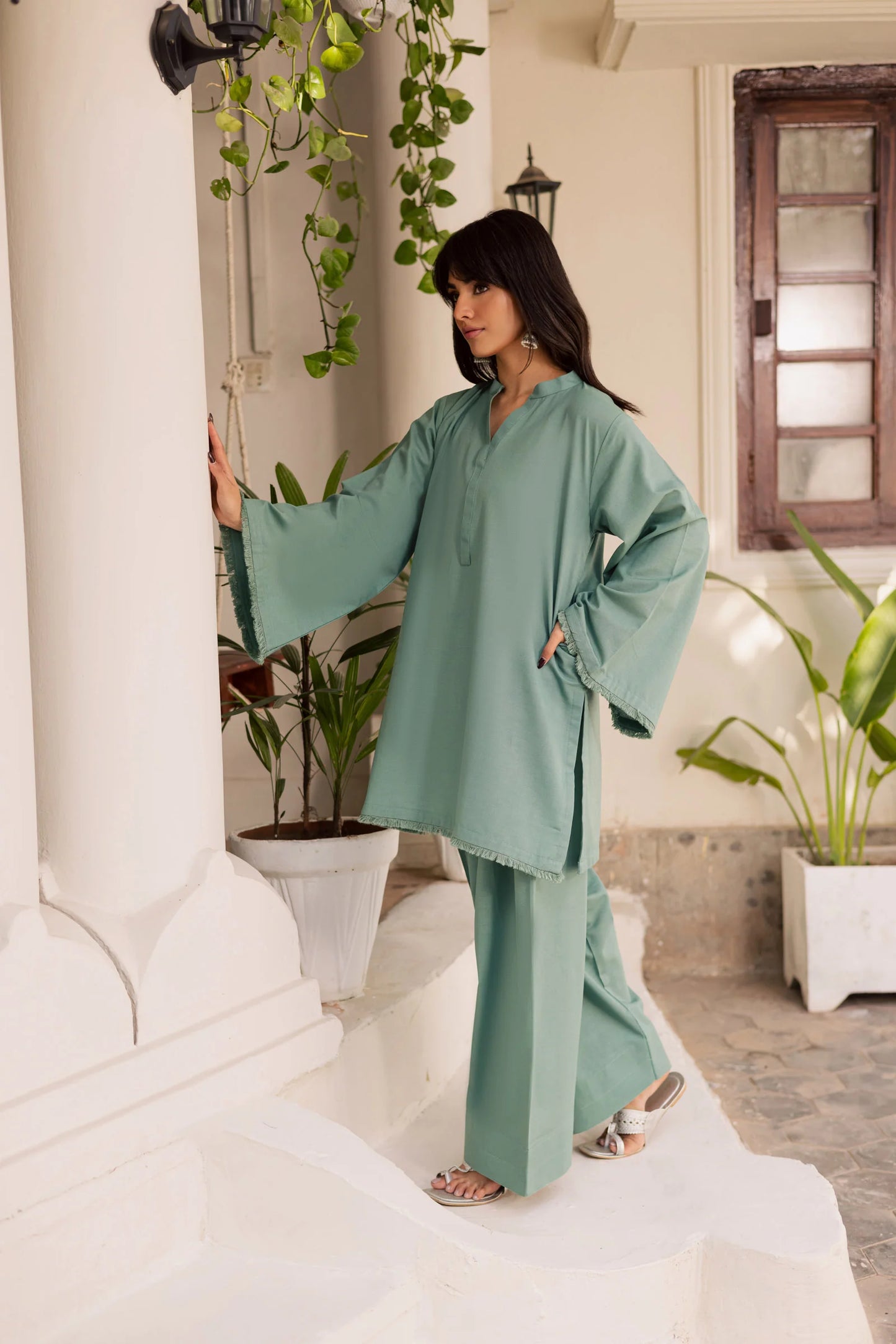 2 PC Khaddar Solid FSK 03 – Sea Green | Winter Solids | Silayi Pret