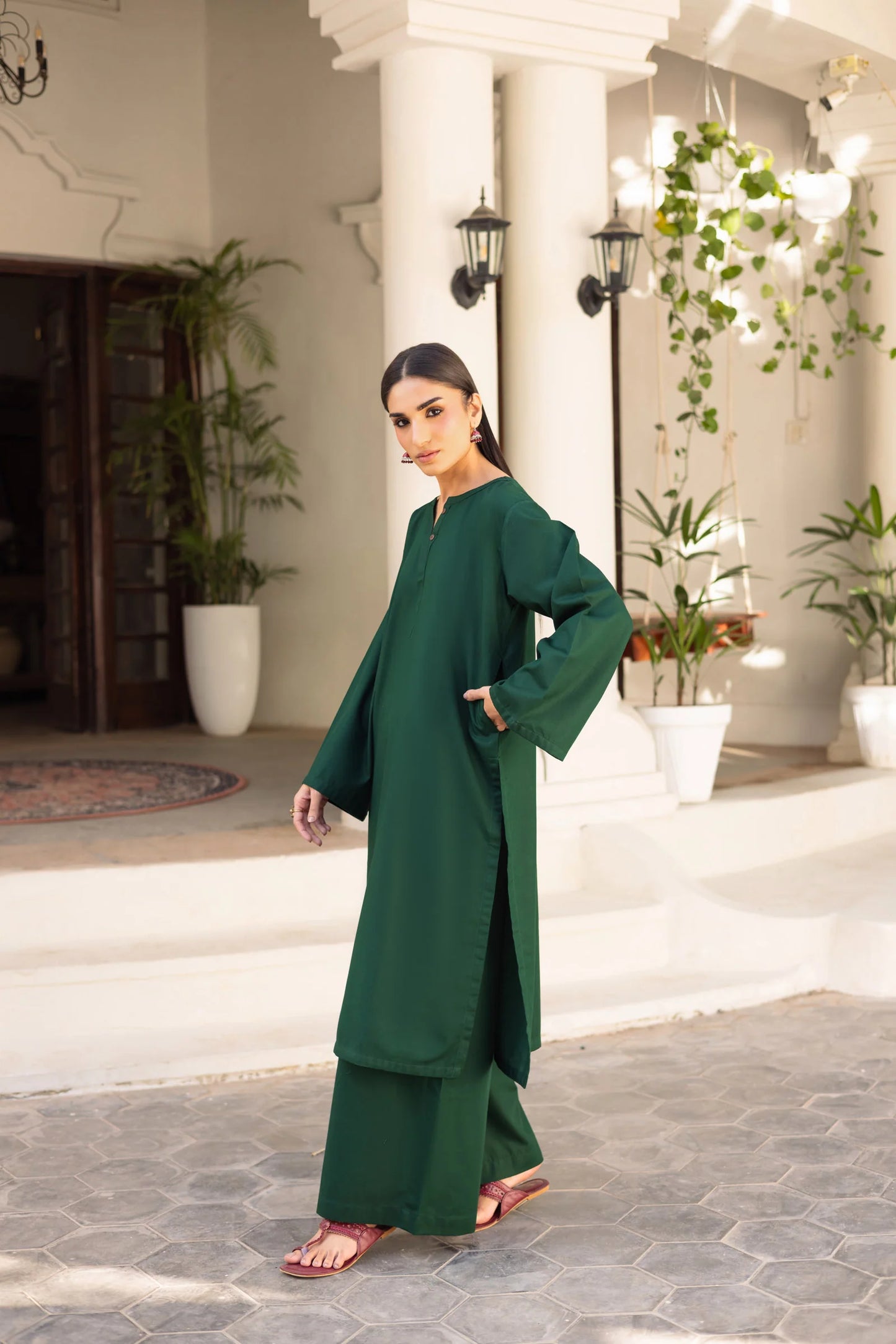 2 PC Khaddar Solid PSK 01 - Bottle Green | Winter Edit | Silayi Pret