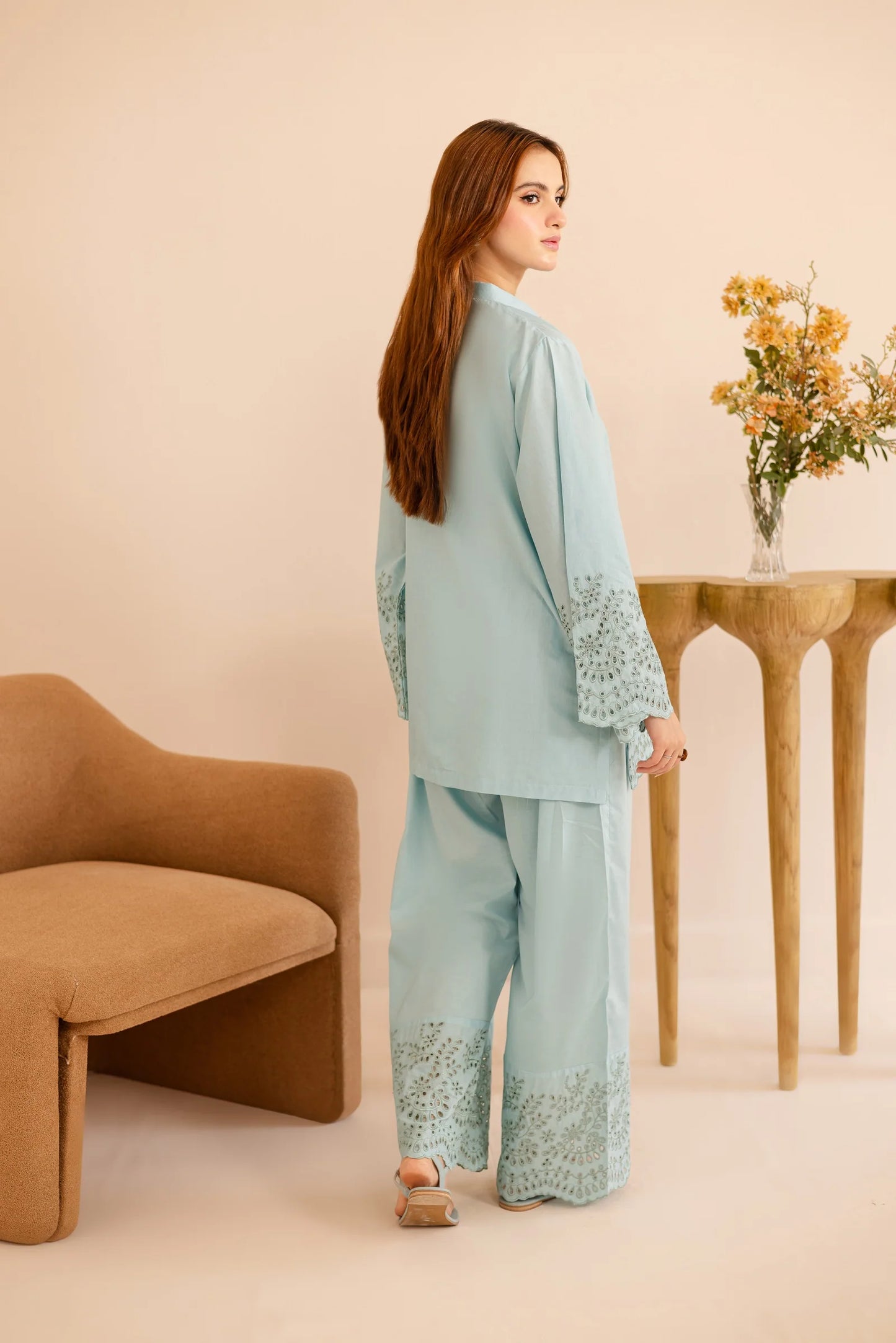 Winter Schiffli Embroidered Co-Ord - 1162-S.BLU | Winter Edit | Silayi Pret
