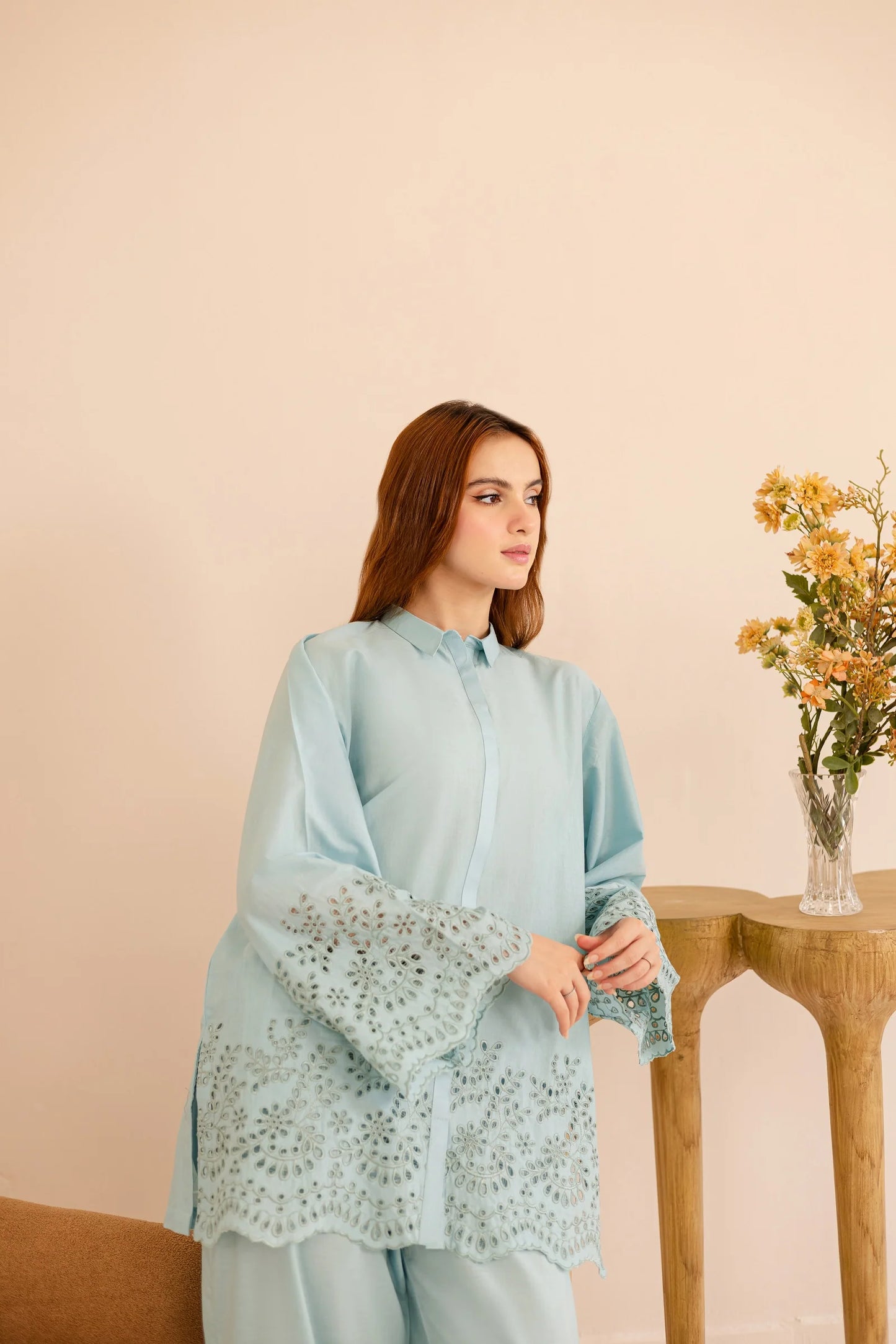 Winter Schiffli Embroidered Co-Ord - 1162-S.BLU | Winter Edit | Silayi Pret