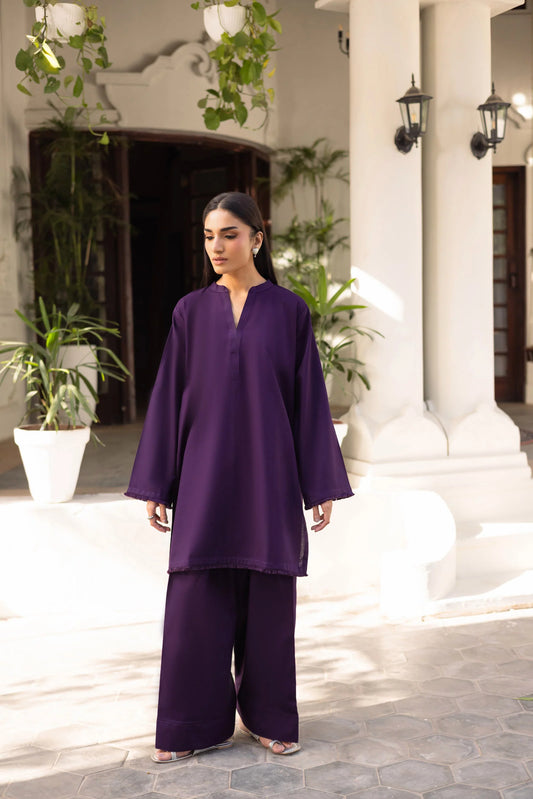 2 PC Khaddar Solid FSK 03 - Purple | Winter Edit | Silayi Pret