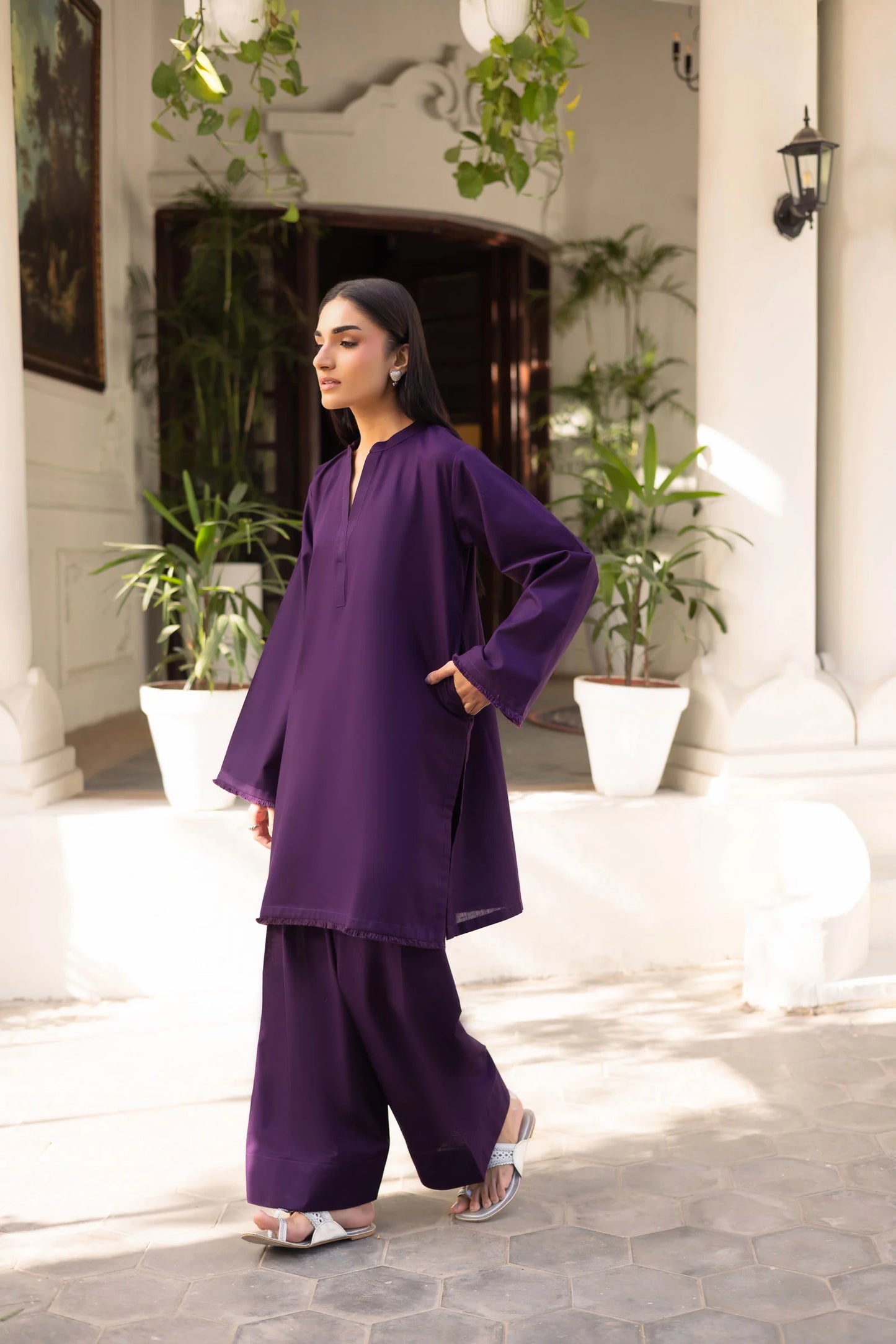2 PC Khaddar Solid FSK 03 - Purple | Winter Edit | Silayi Pret