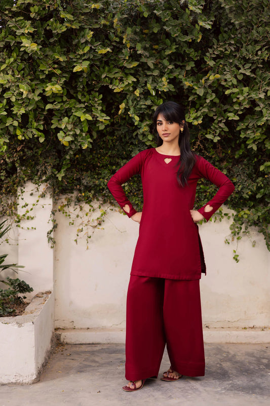 2PC Khaddar Solid HSK 06 – Maroon | Winter Solids | Silayi Pret