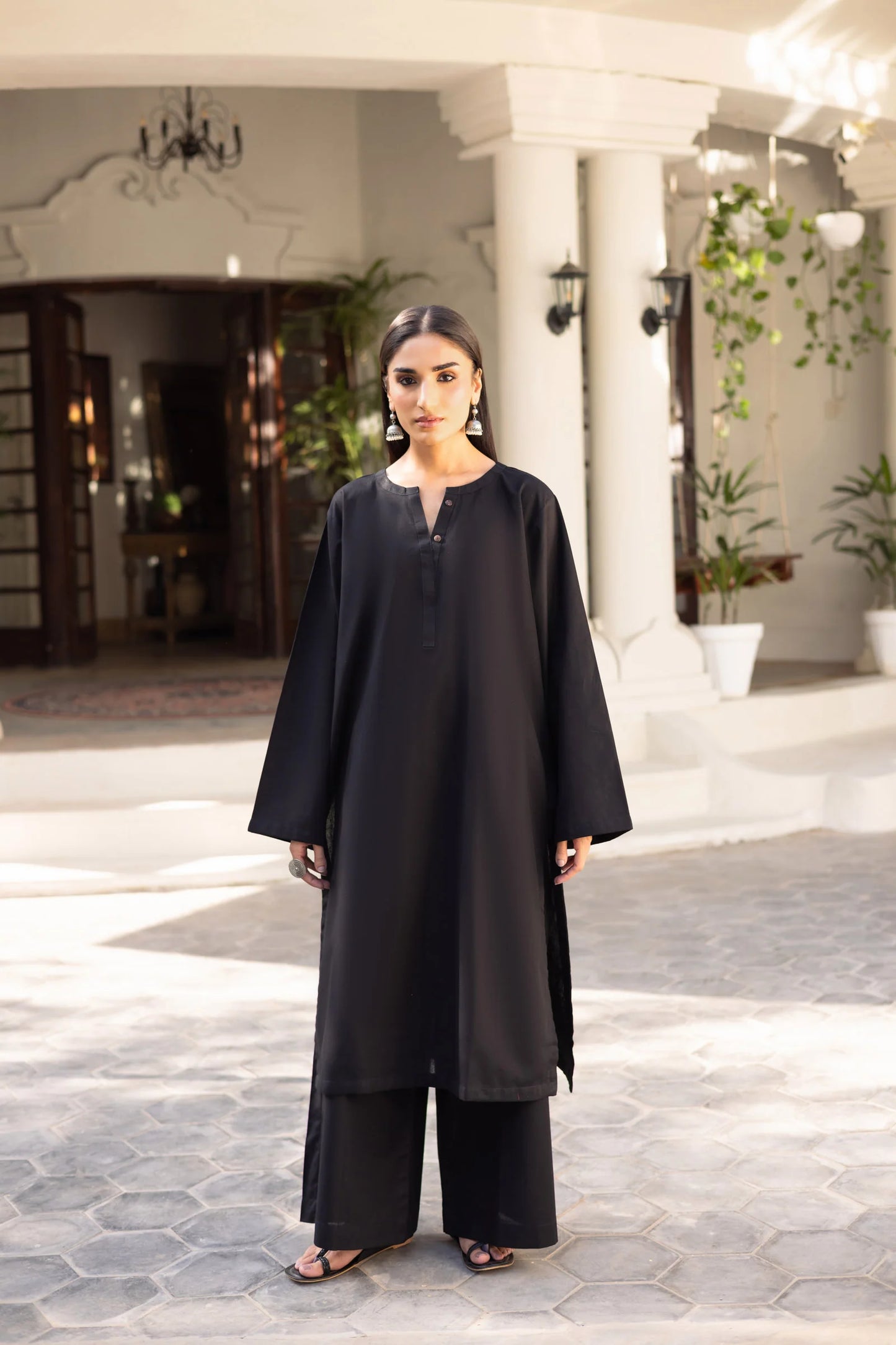 2 PC Khaddar Solid PSK 01 - Black | Winter Solids | Silayi Pret