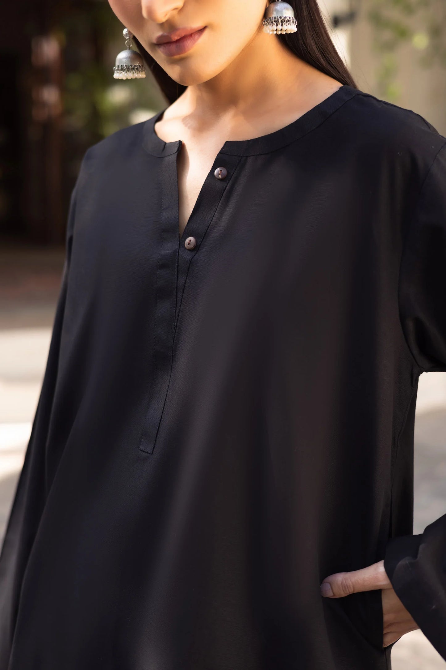 2 PC Khaddar Solid PSK 01 - Black | Winter Solids | Silayi Pret