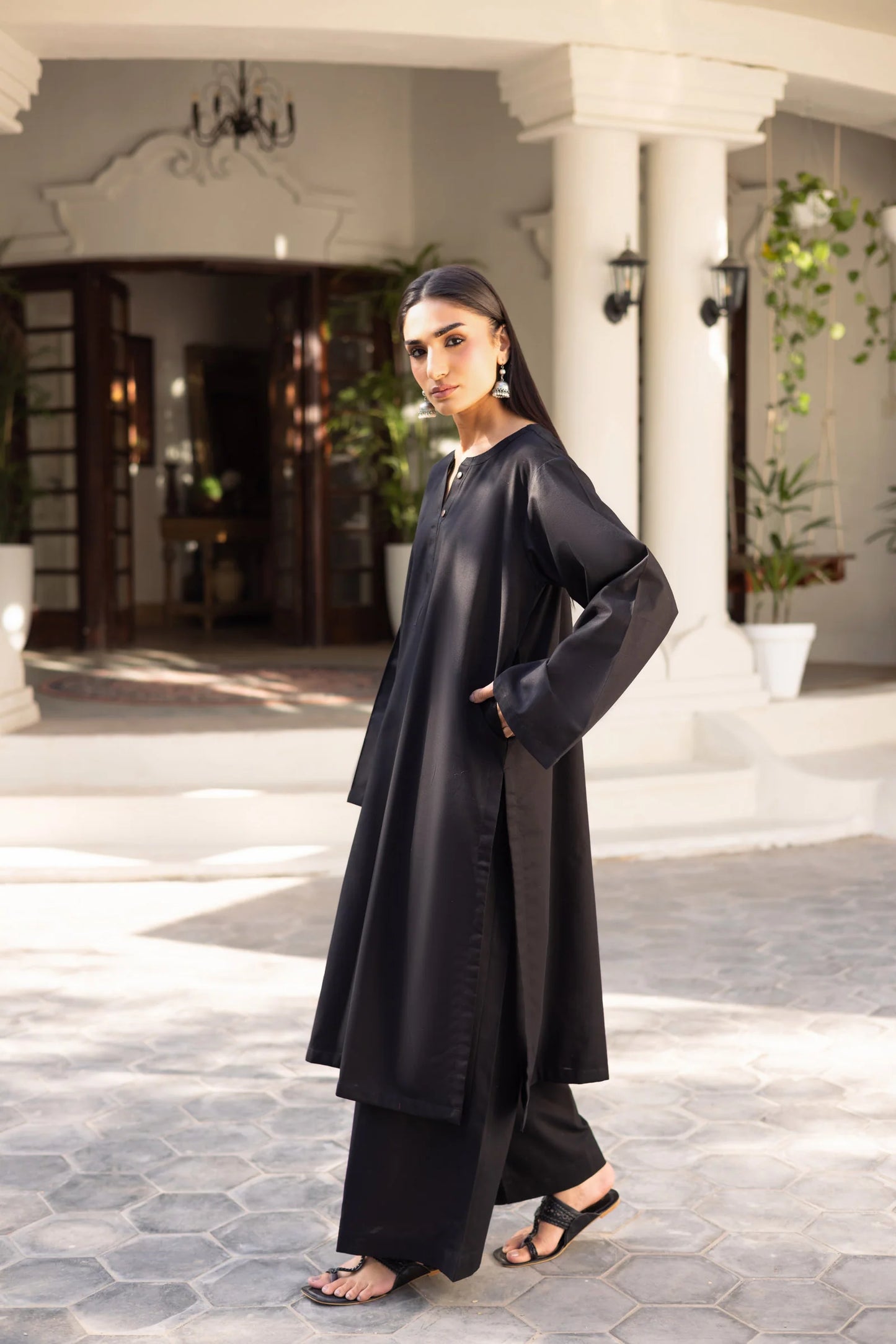 2 PC Khaddar Solid PSK 01 - Black | Winter Solids | Silayi Pret