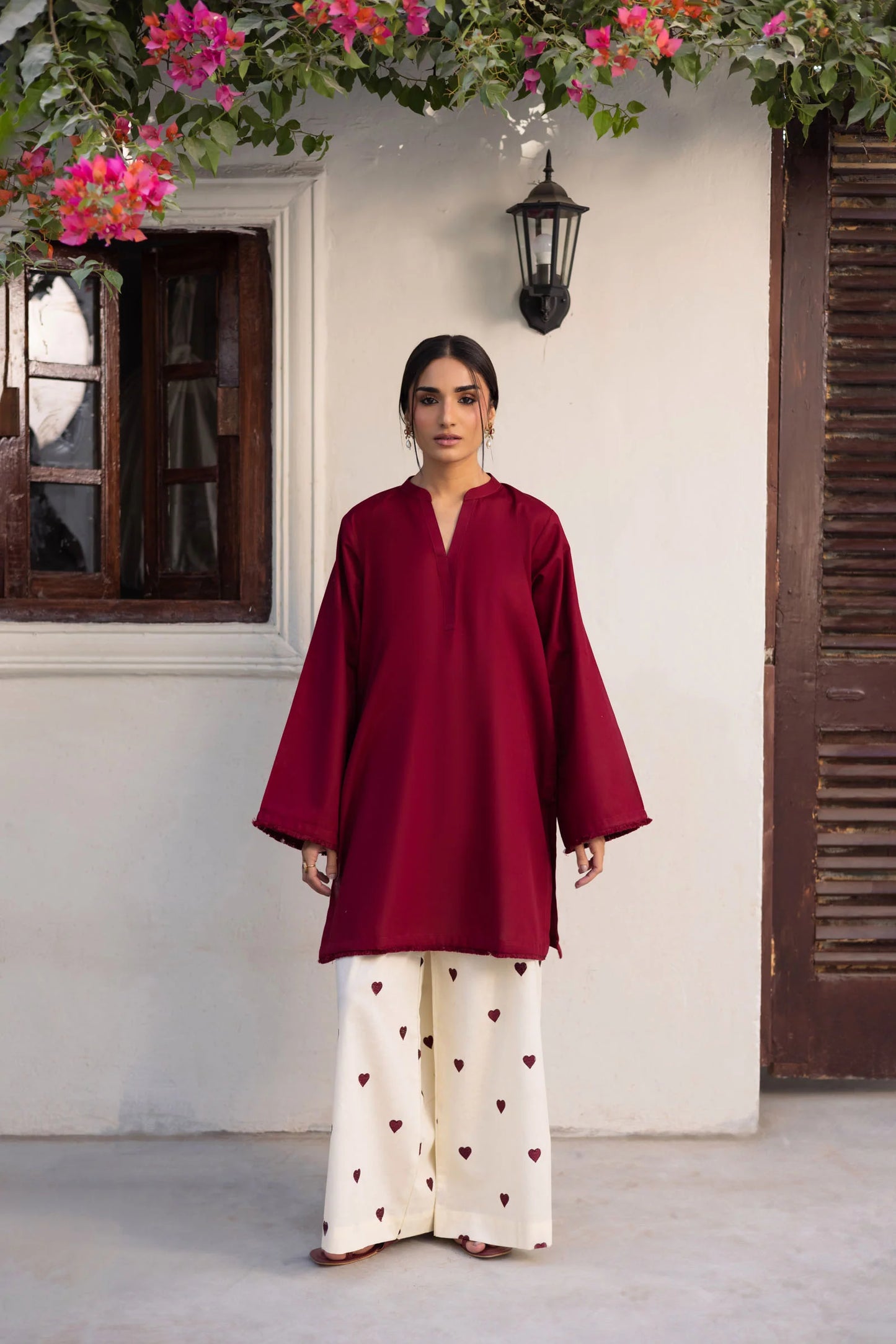 2PC Embroidered Khaddar MSK 05 – Maroon | Winter Solids | Silayi Pret