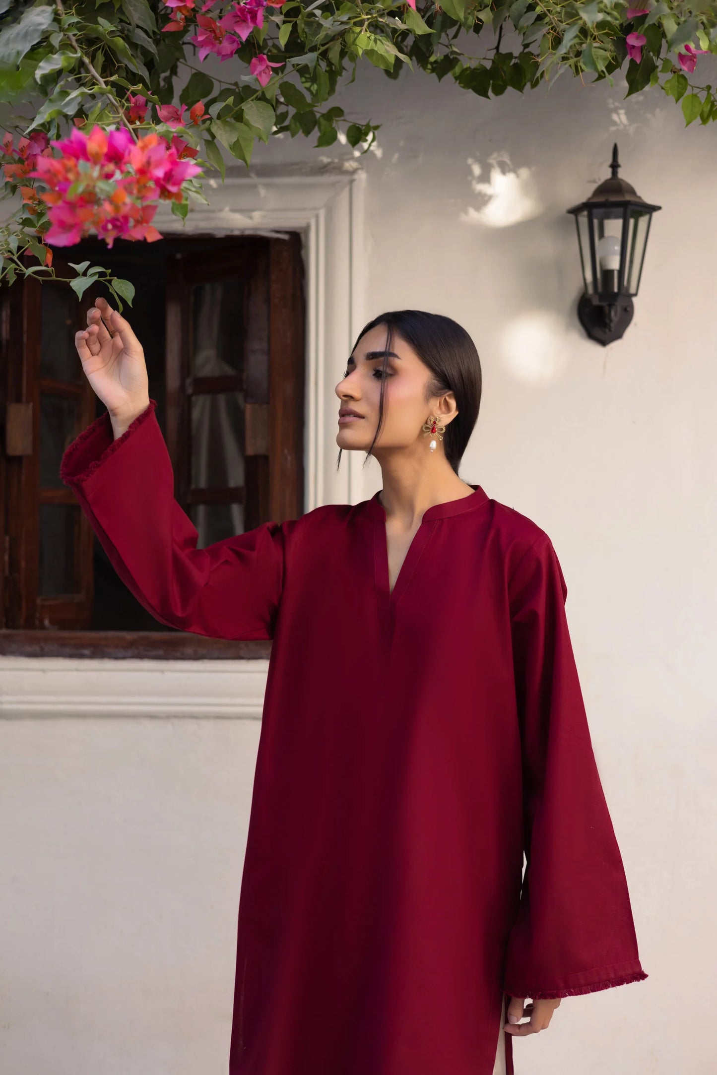 2PC Embroidered Khaddar MSK 05 – Maroon | Winter Solids | Silayi Pret