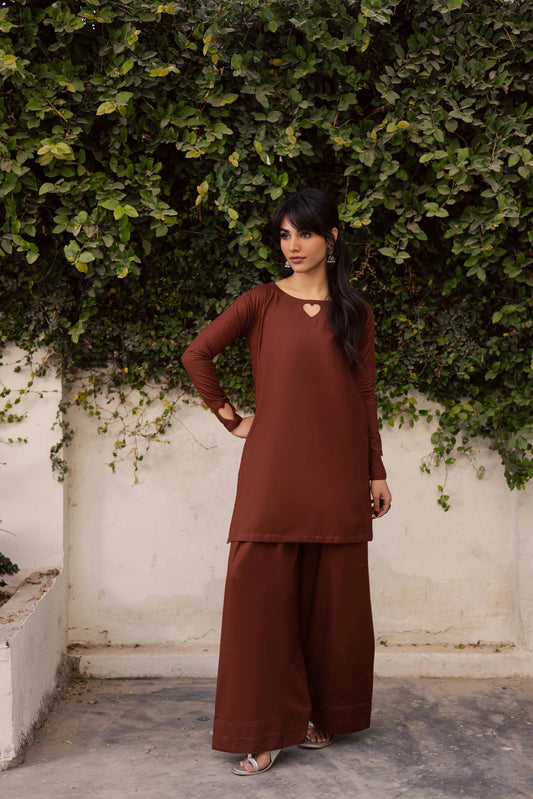 2PC Khaddar Solid HSK 06 – Chocolate Brown | Winter Solids | Silayi Pret