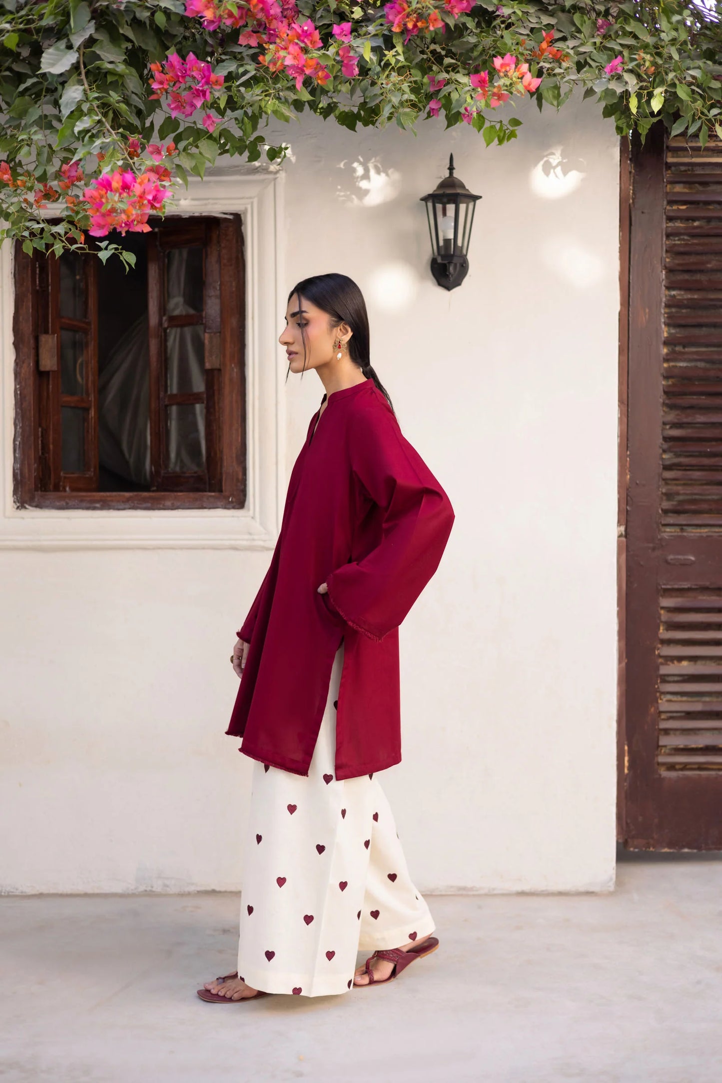 2PC Embroidered Khaddar MSK 05 – Maroon | Winter Solids | Silayi Pret
