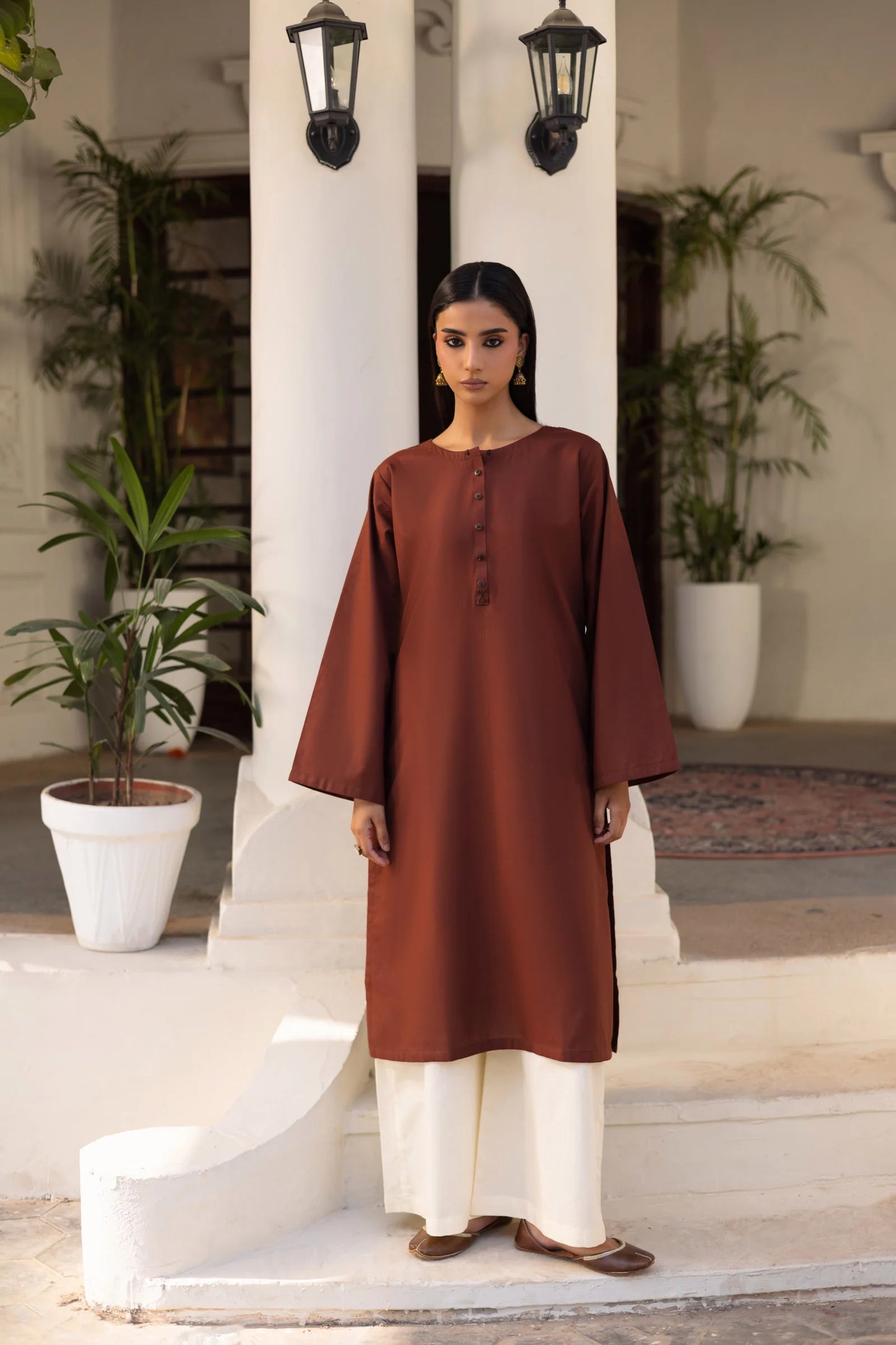 2 PC Khaddar Solid CSK 02 - Chocolate Brown | Winter Solids | Silayi Pret