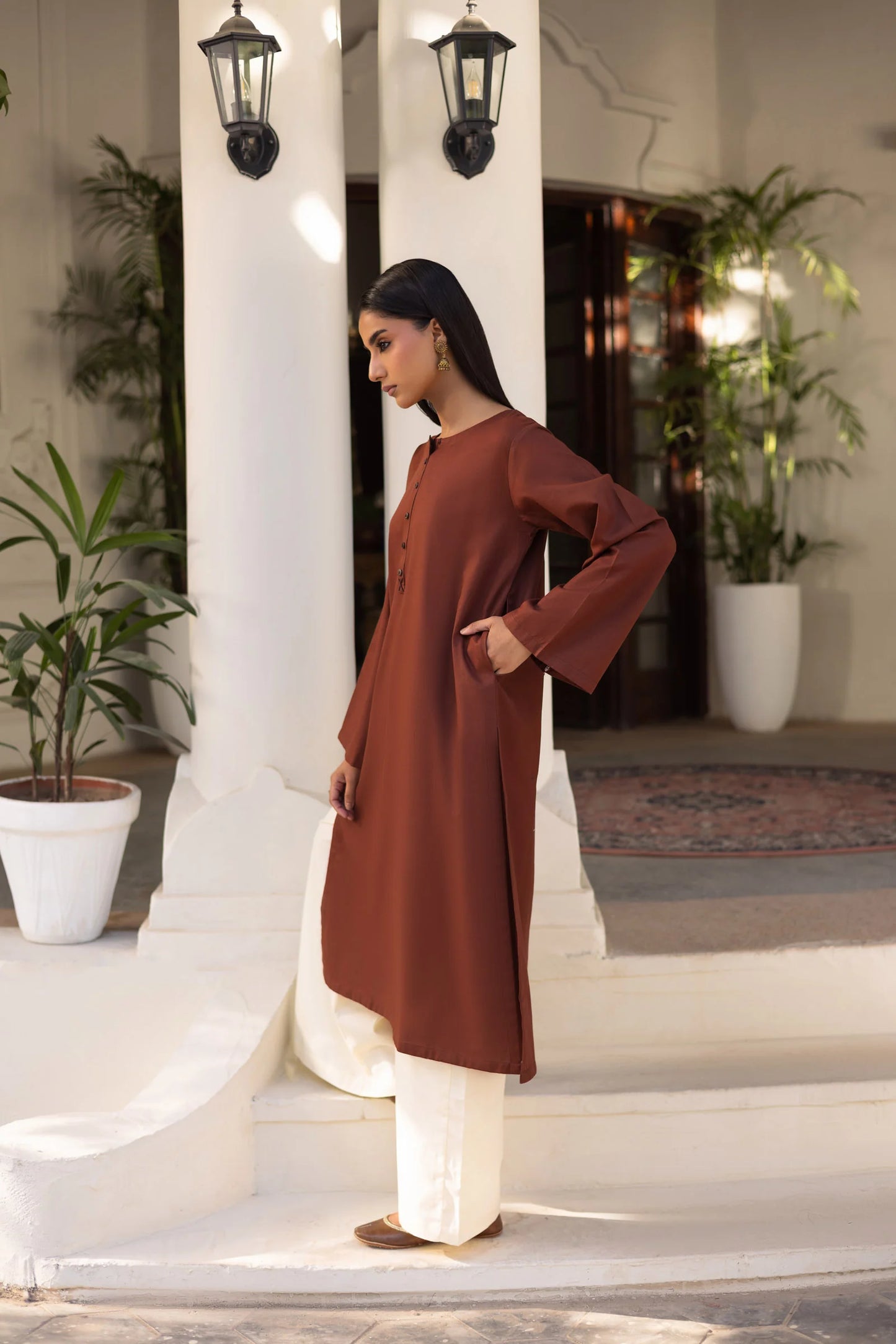 2 PC Khaddar Solid CSK 02 - Chocolate Brown | Winter Solids | Silayi Pret