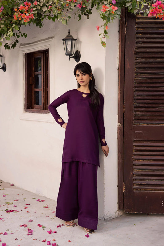 2PC Khaddar Solid HSK 06 – Dark Plum | Winter Solids | Silayi Pret