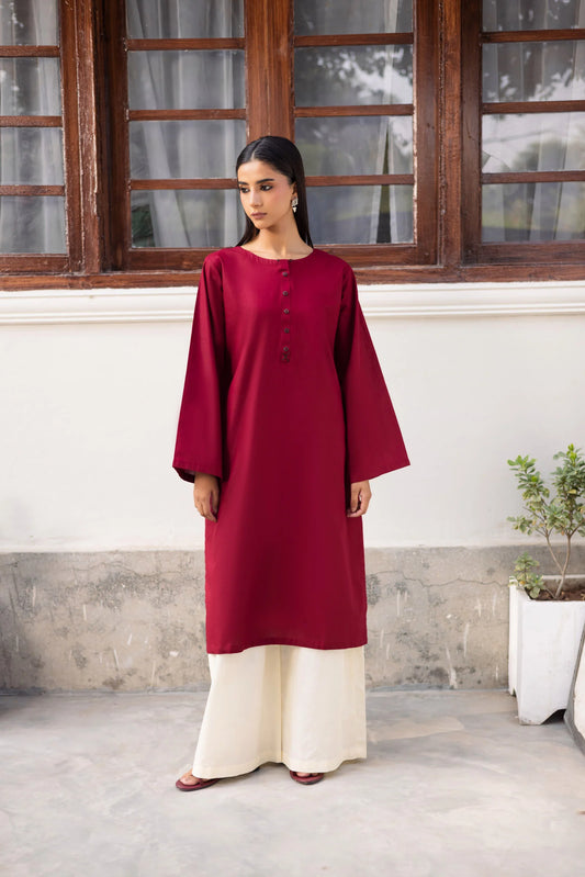 2 PC Khaddar Solid CSK 02 - Maroon | Winter Solids | Silayi Pret