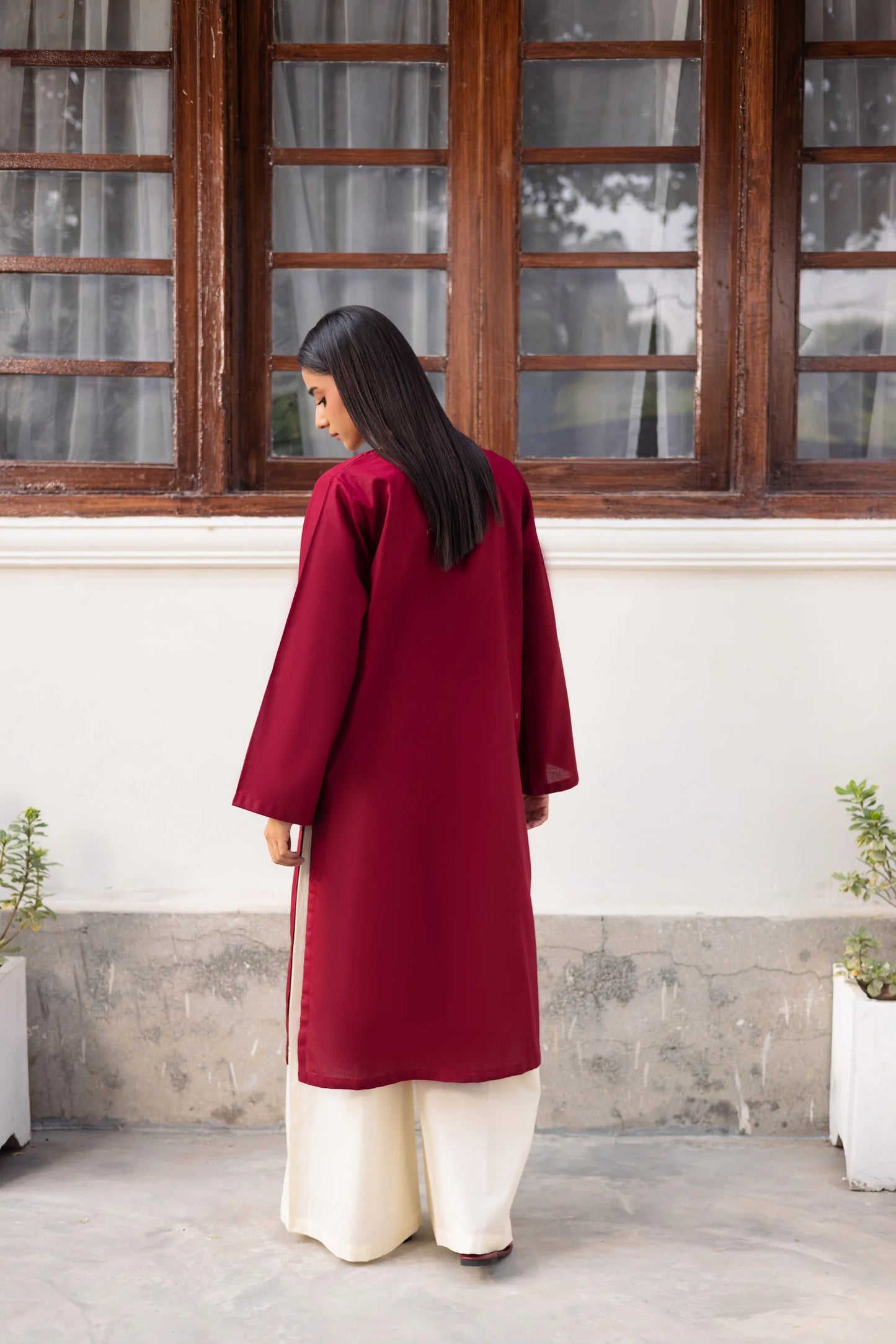 2 PC Khaddar Solid CSK 02 - Maroon | Winter Solids | Silayi Pret