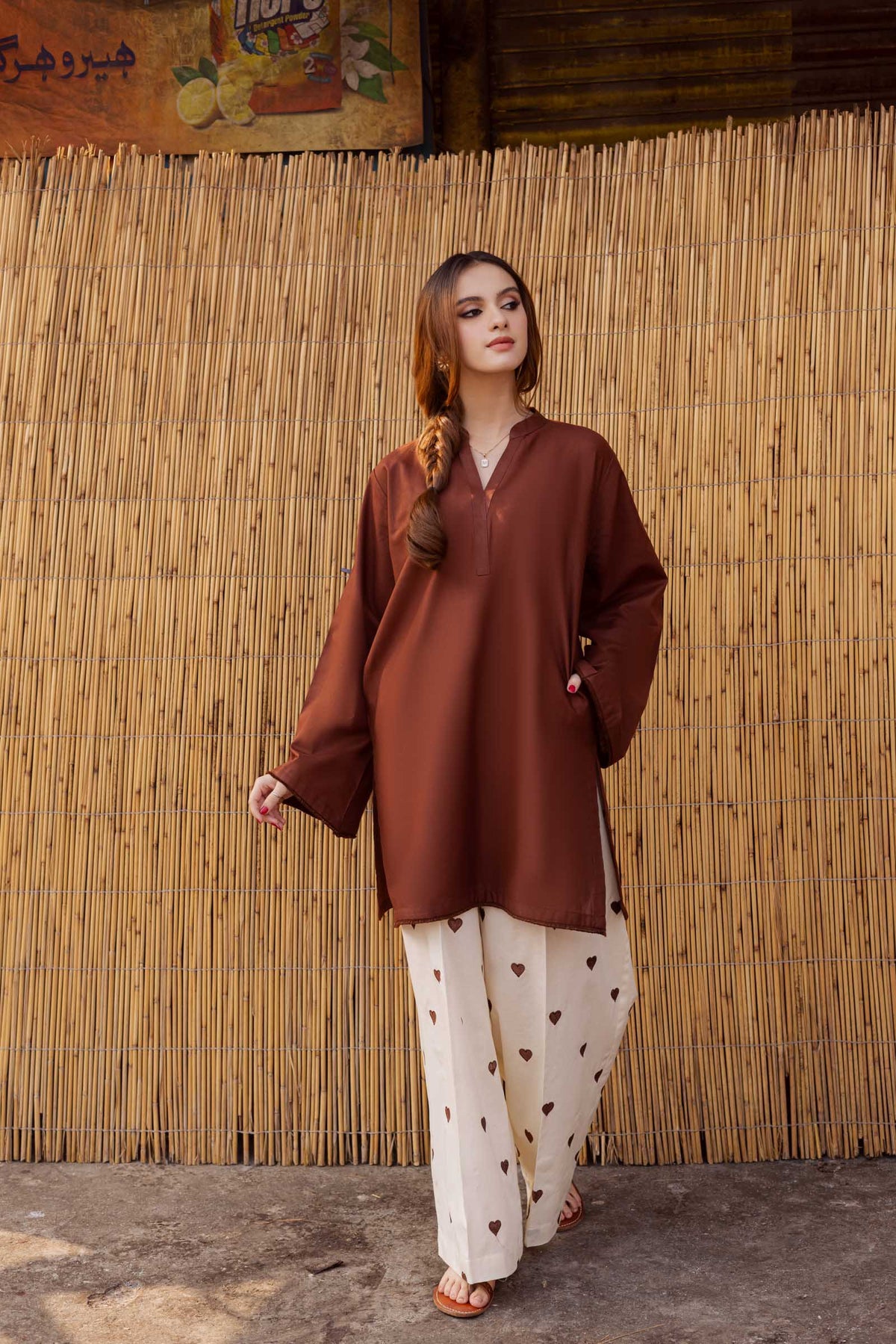 Msk Candy 2PC Embroidered Khaddar MSK 05 – Chocolate Brown | Winter Solids | Sil ...