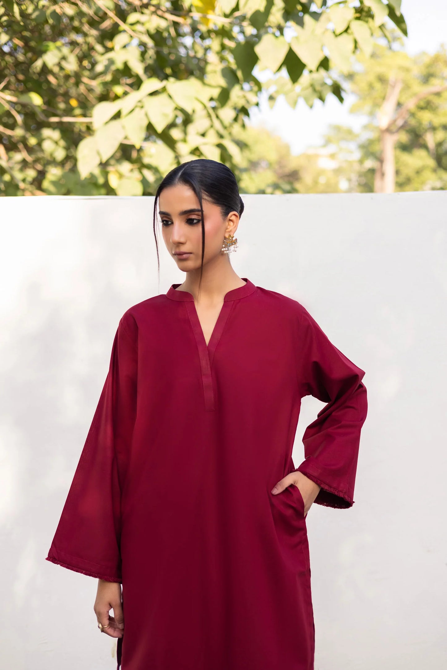 2 PC Khaddar Solid FSK 03 – Maroon | Winter Solids | Silayi Pret