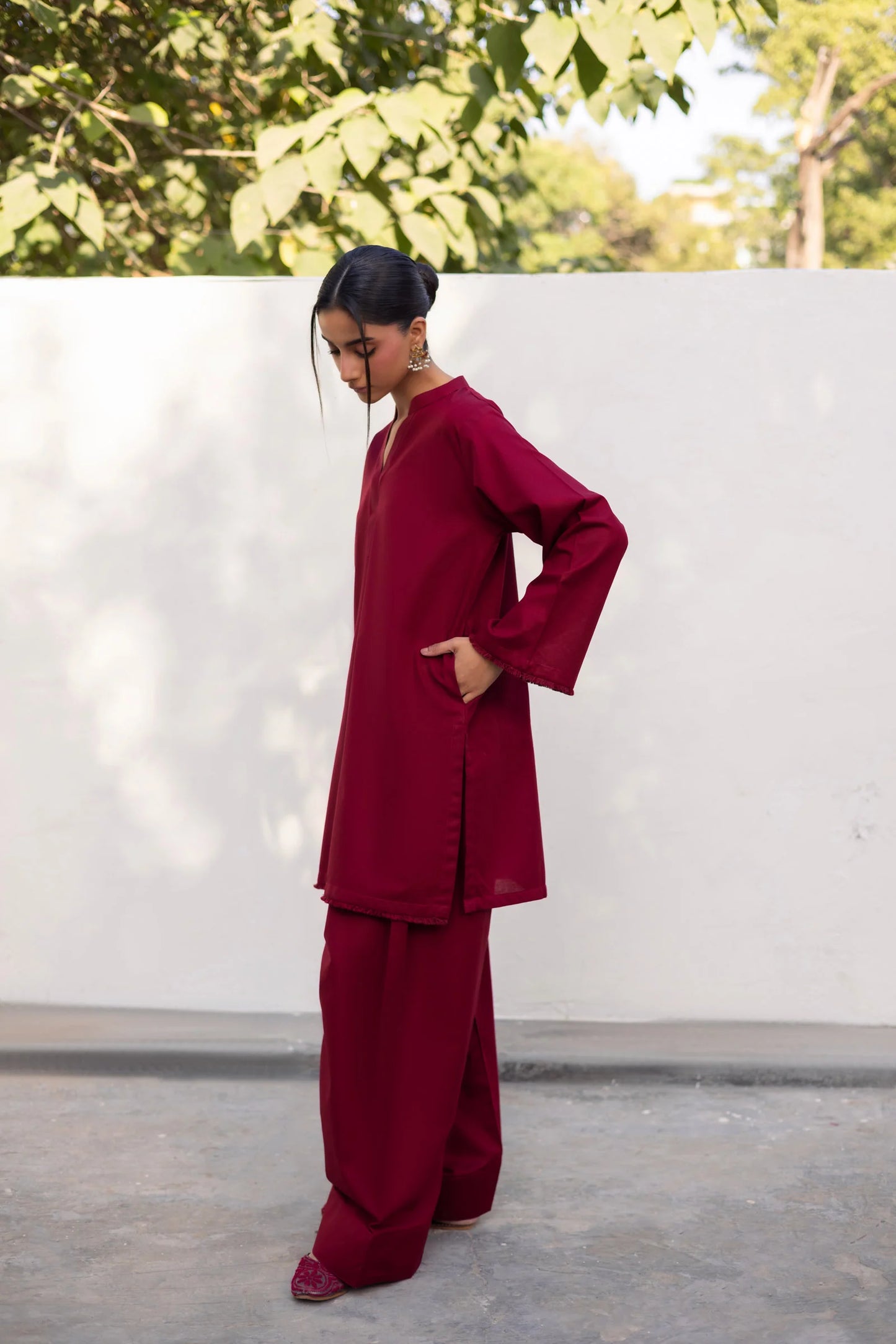 2 PC Khaddar Solid FSK 03 – Maroon | Winter Solids | Silayi Pret