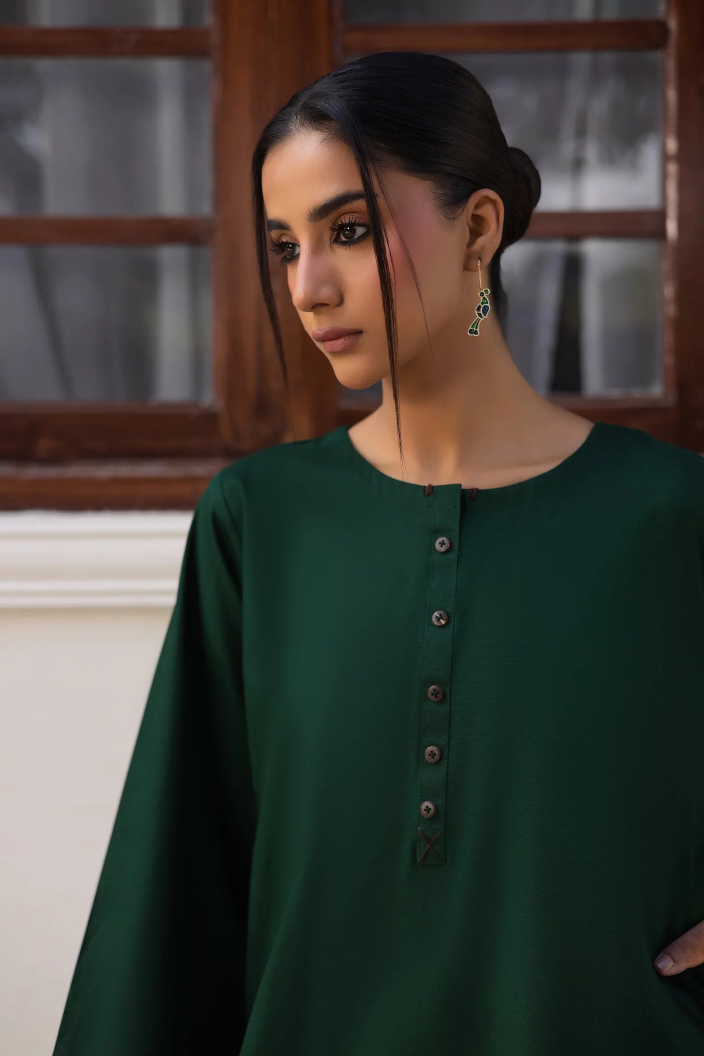 2 PC Khaddar Solid CSK 02 - Bottle Green | Winter Solids | Silayi Pret