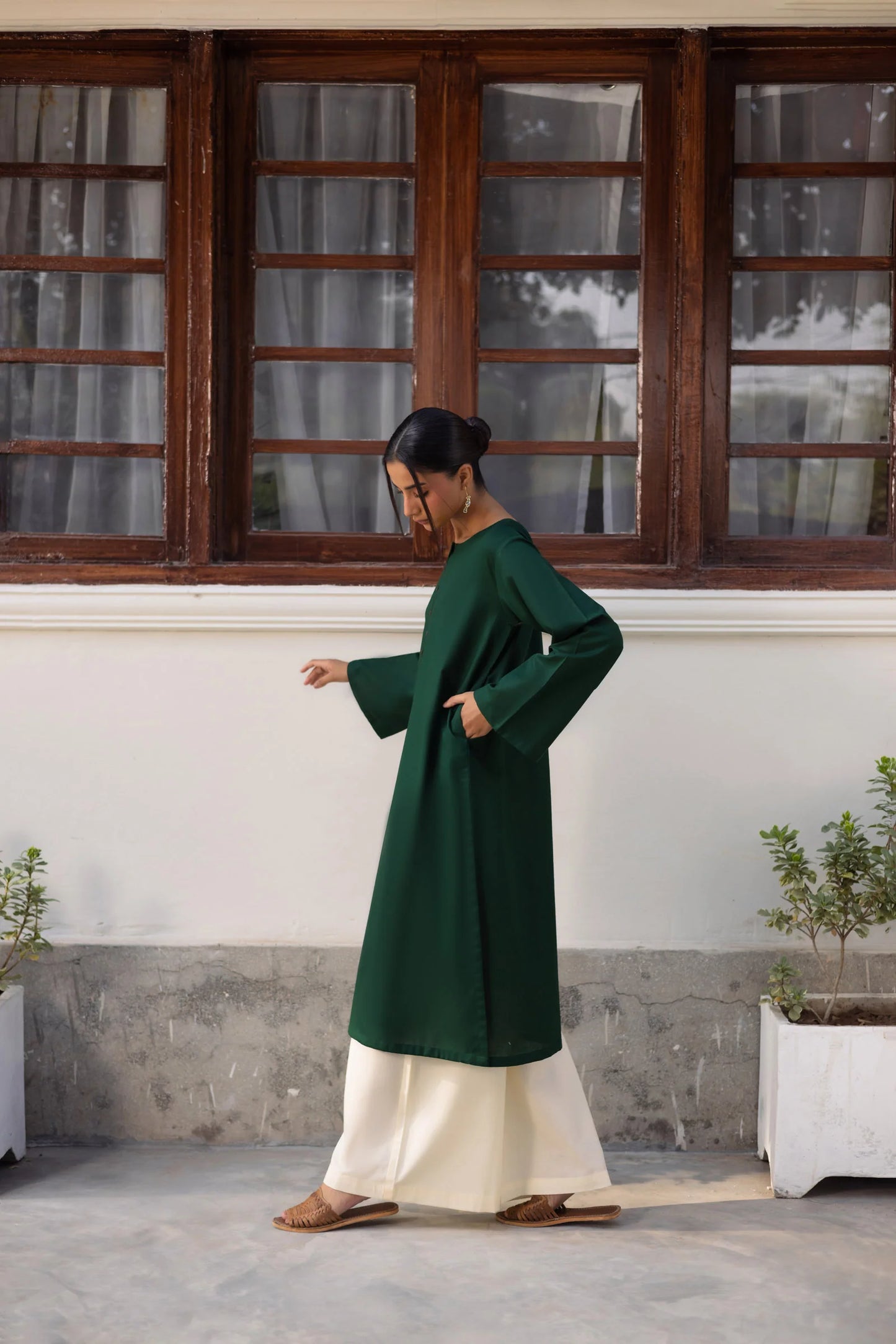 2 PC Khaddar Solid CSK 02 - Bottle Green | Winter Solids | Silayi Pret