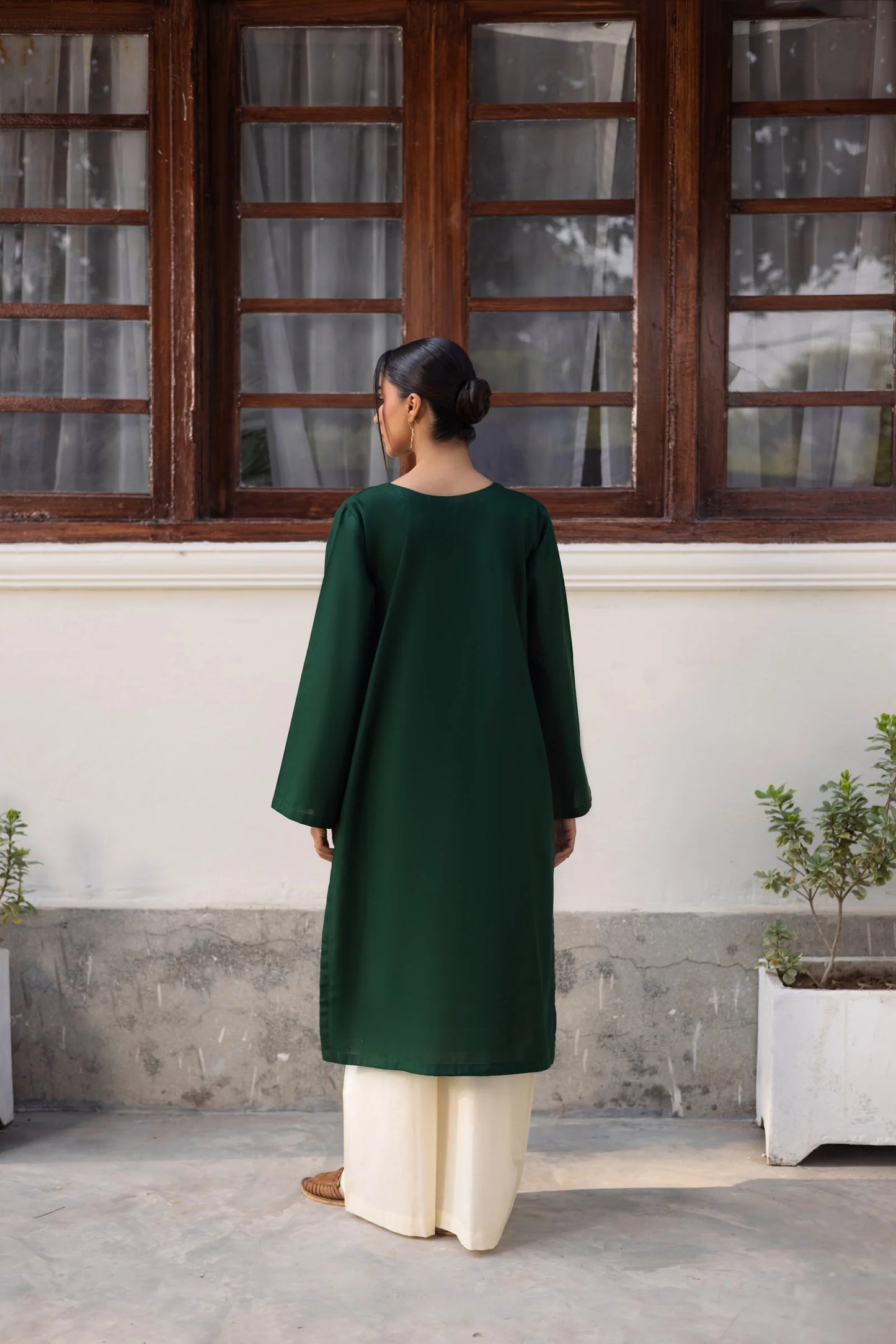 2 PC Khaddar Solid CSK 02 - Bottle Green | Winter Solids | Silayi Pret