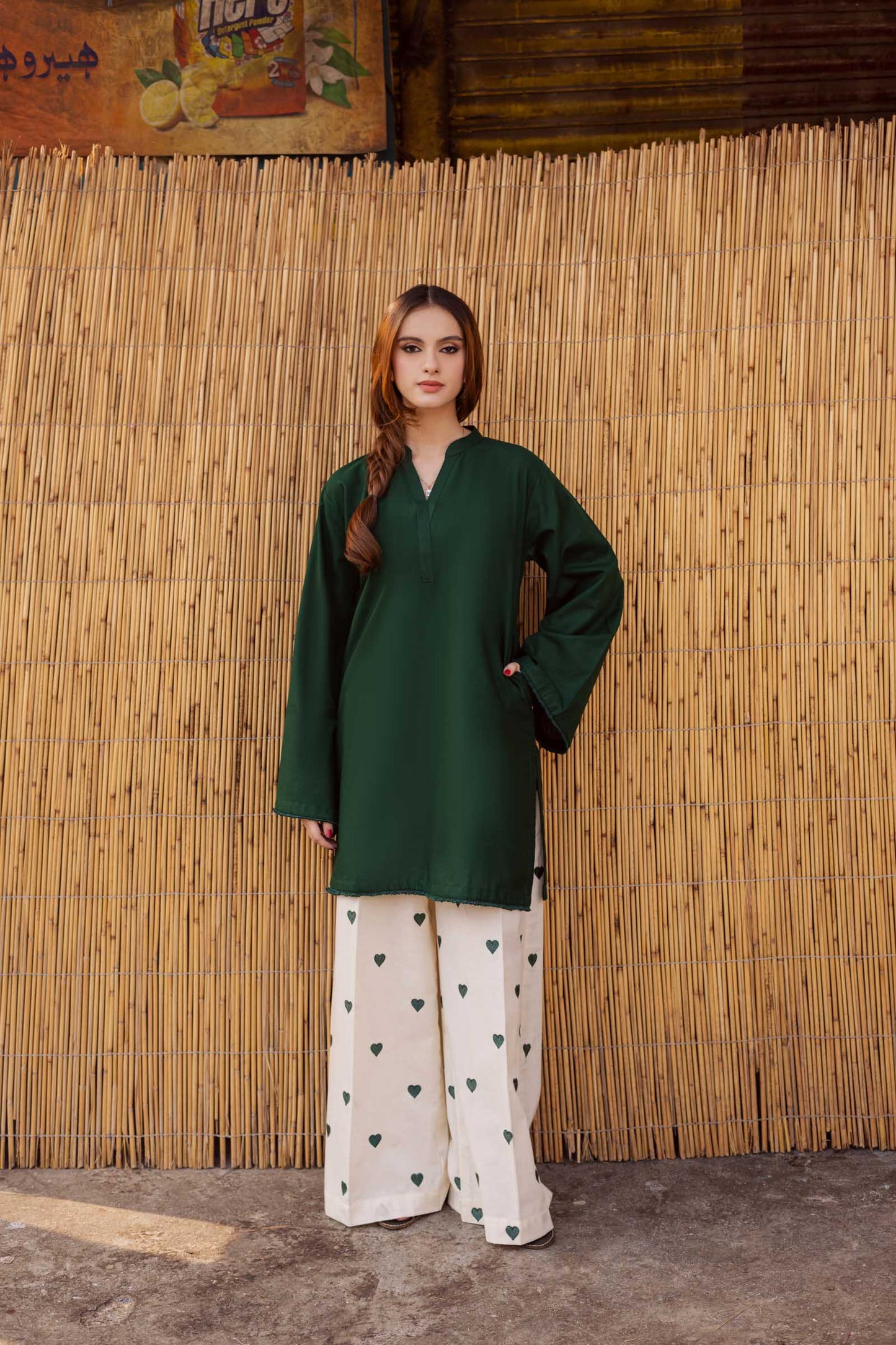 2PC Embroidered Khaddar MSK 05 – Bottle Green | Winter Solids | Silayi Pret