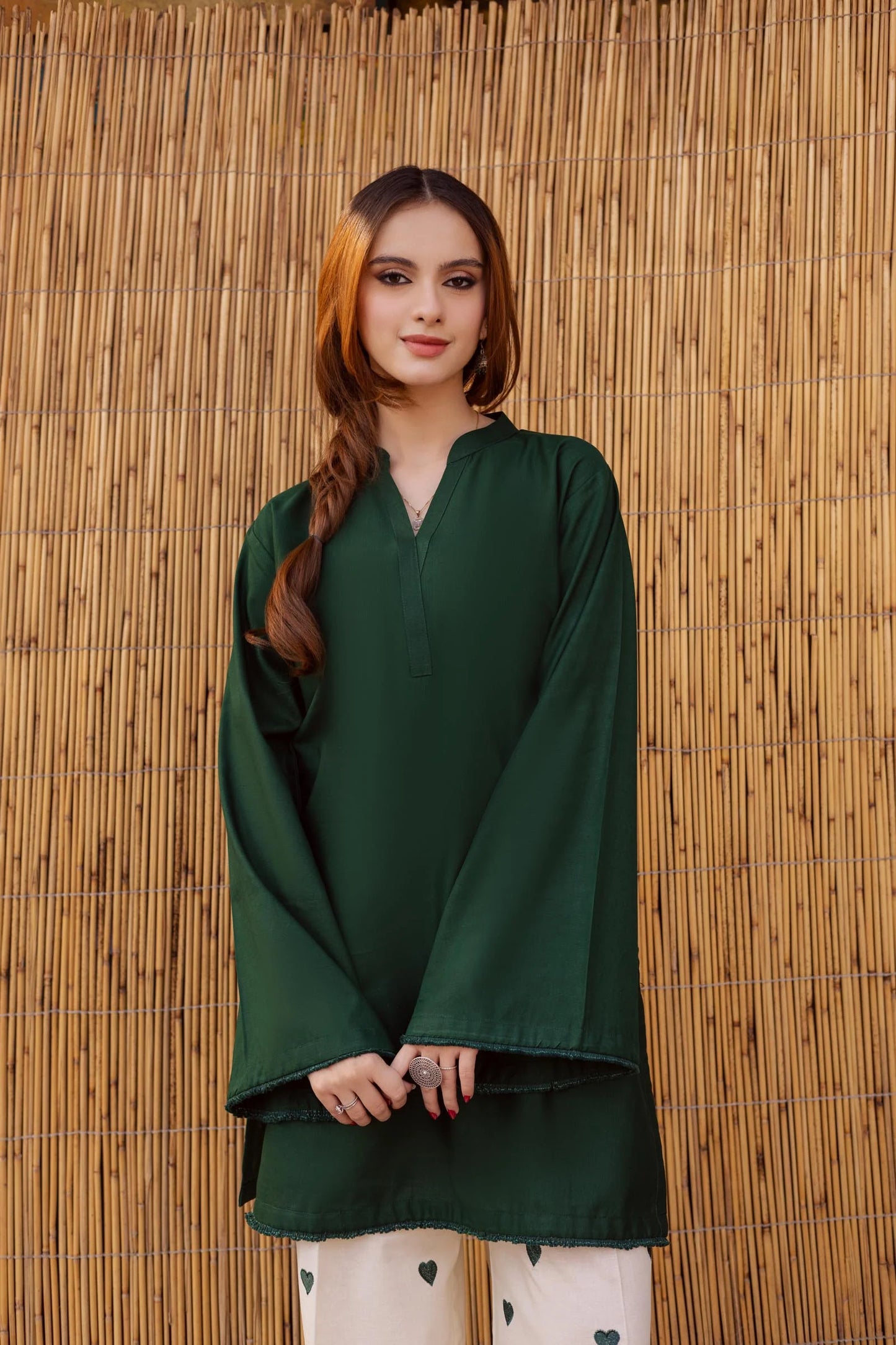 2PC Embroidered Khaddar MSK 05 – Bottle Green | Winter Solids | Silayi Pret