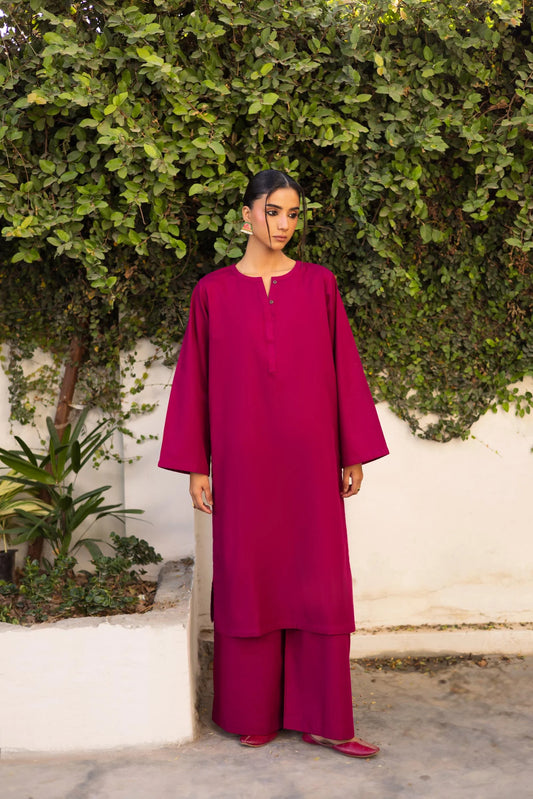2 PC Khaddar Solid PSK 01 - Plum | Winter Solids | Silayi Pret