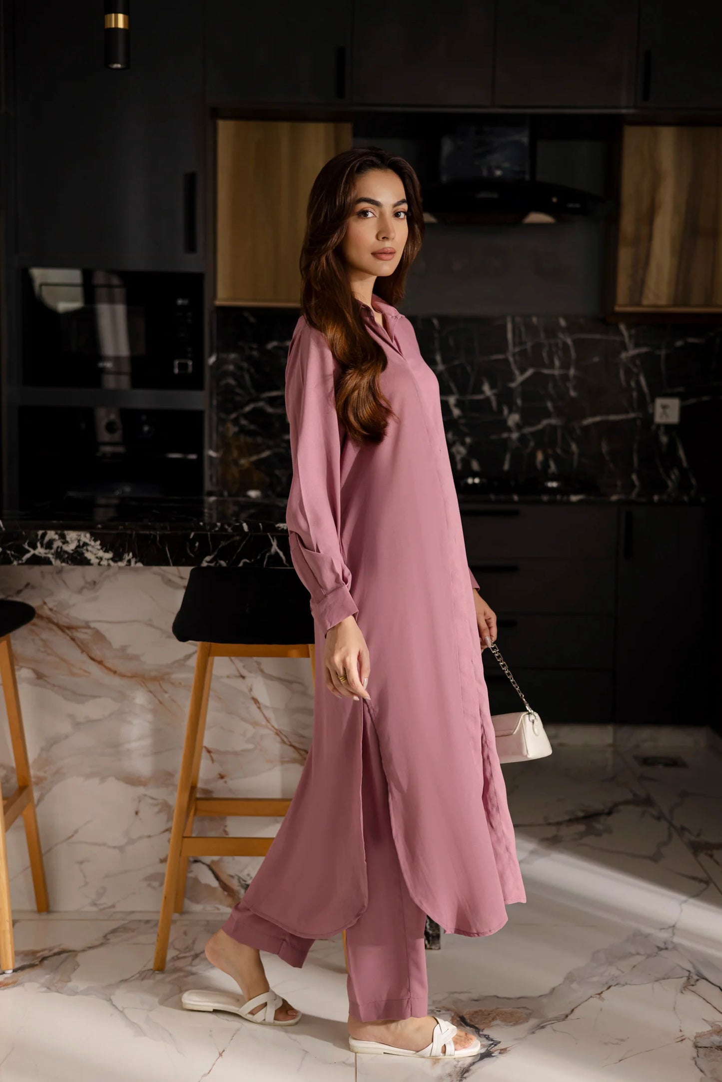 Solid 2PC Dress - SP-02 Mauve | Georgette Solids | Silayi Pret
