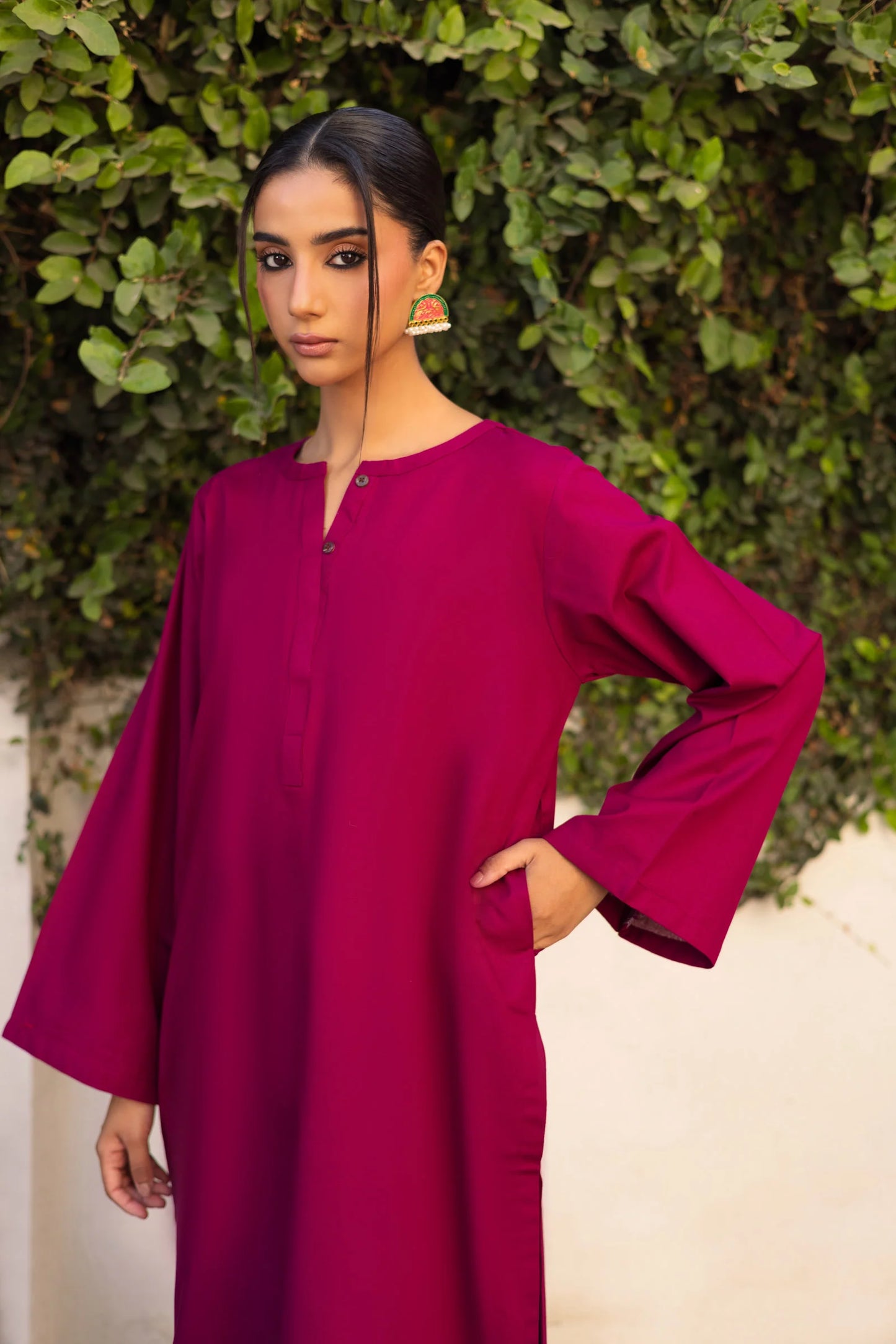2 PC Khaddar Solid PSK 01 - Plum | Winter Solids | Silayi Pret